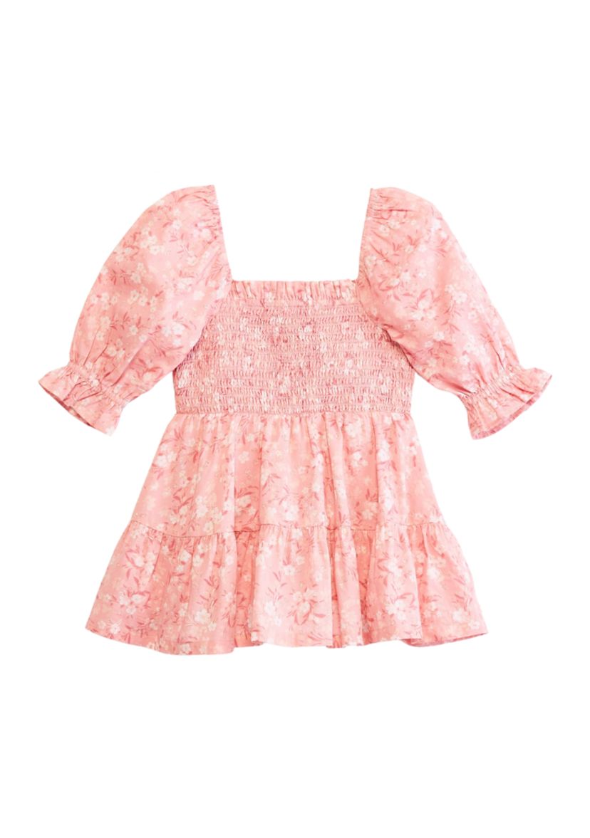 Girls 4-6x Puff Sleeve Printed Top