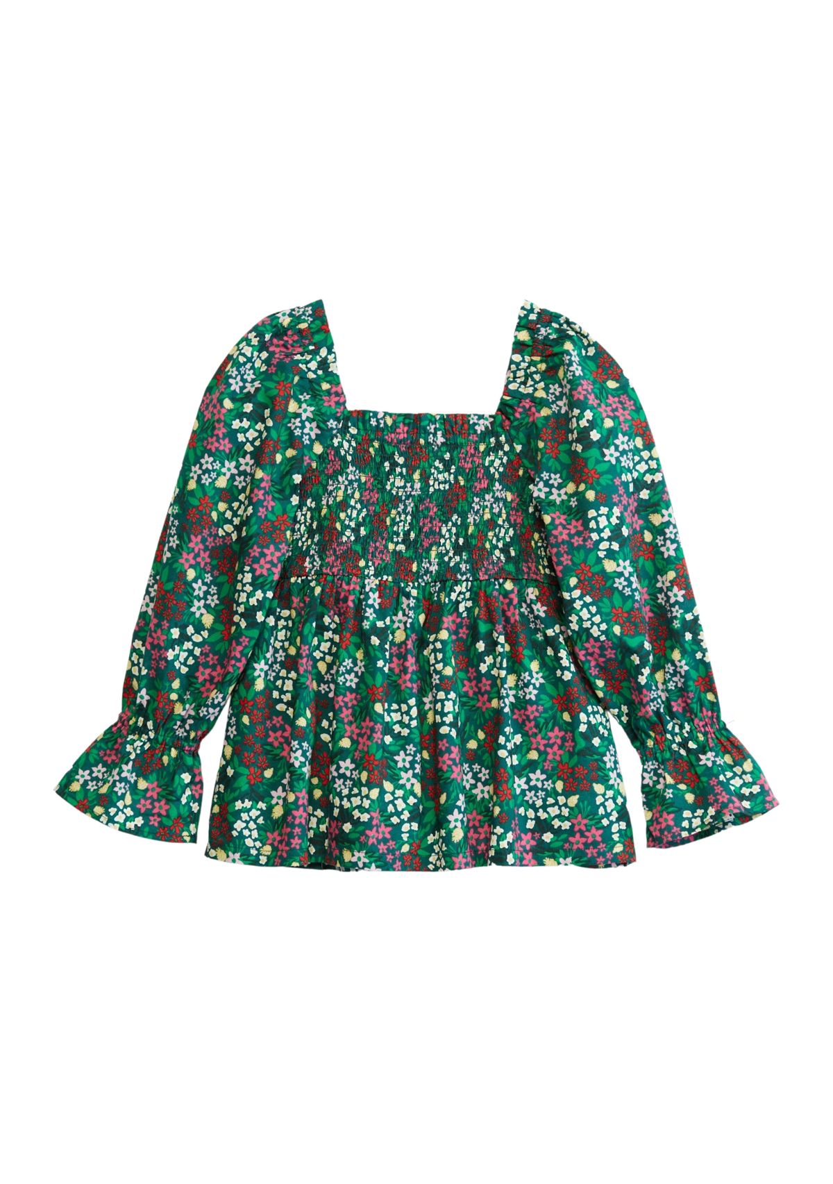 Girls 4-6x Smocked Printed Top