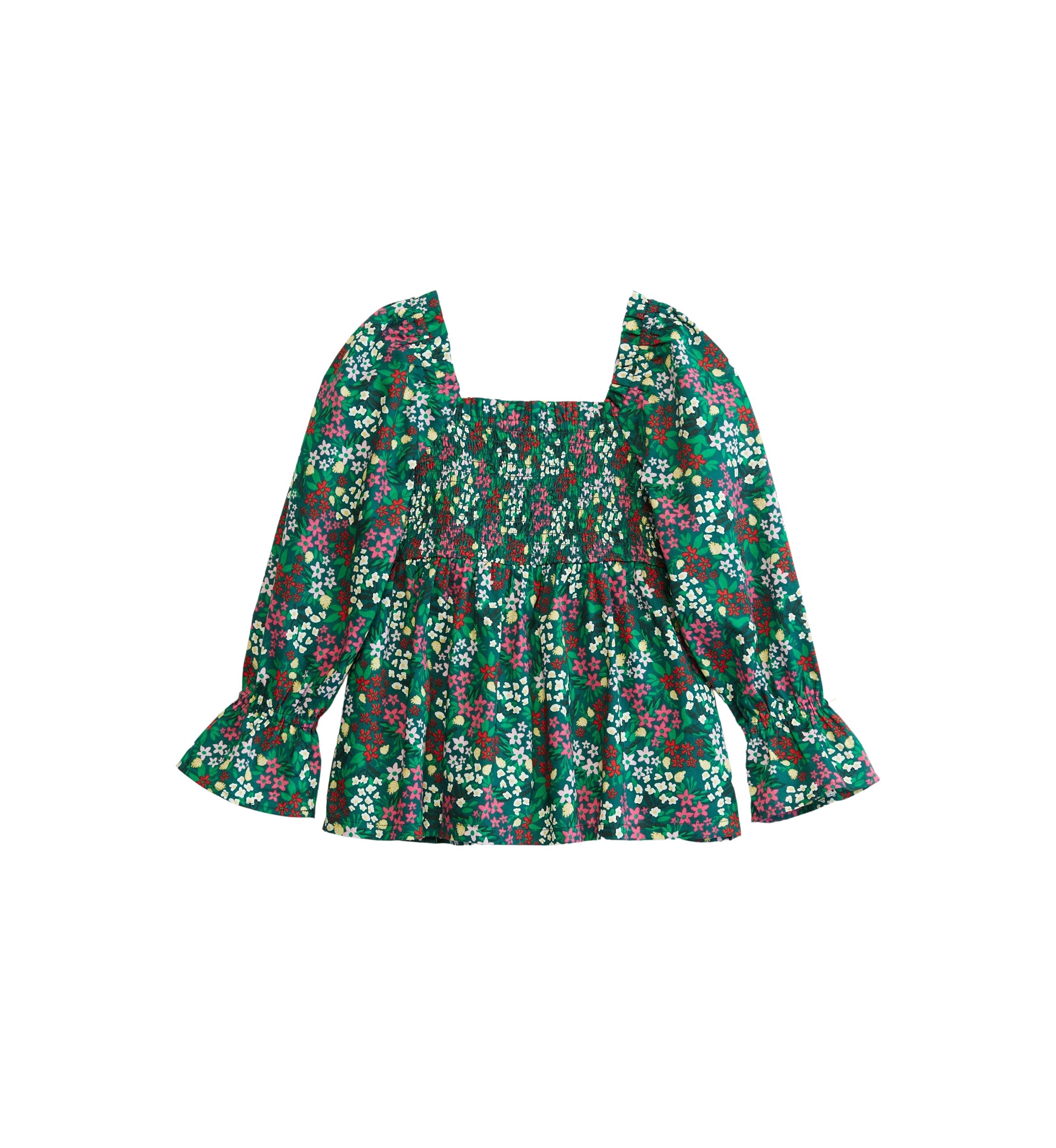 Girls 4-6x Smocked Printed Top