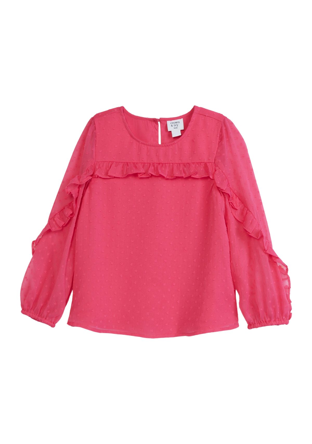 Girls 4-6x Solid Chiffon Ruffle Top