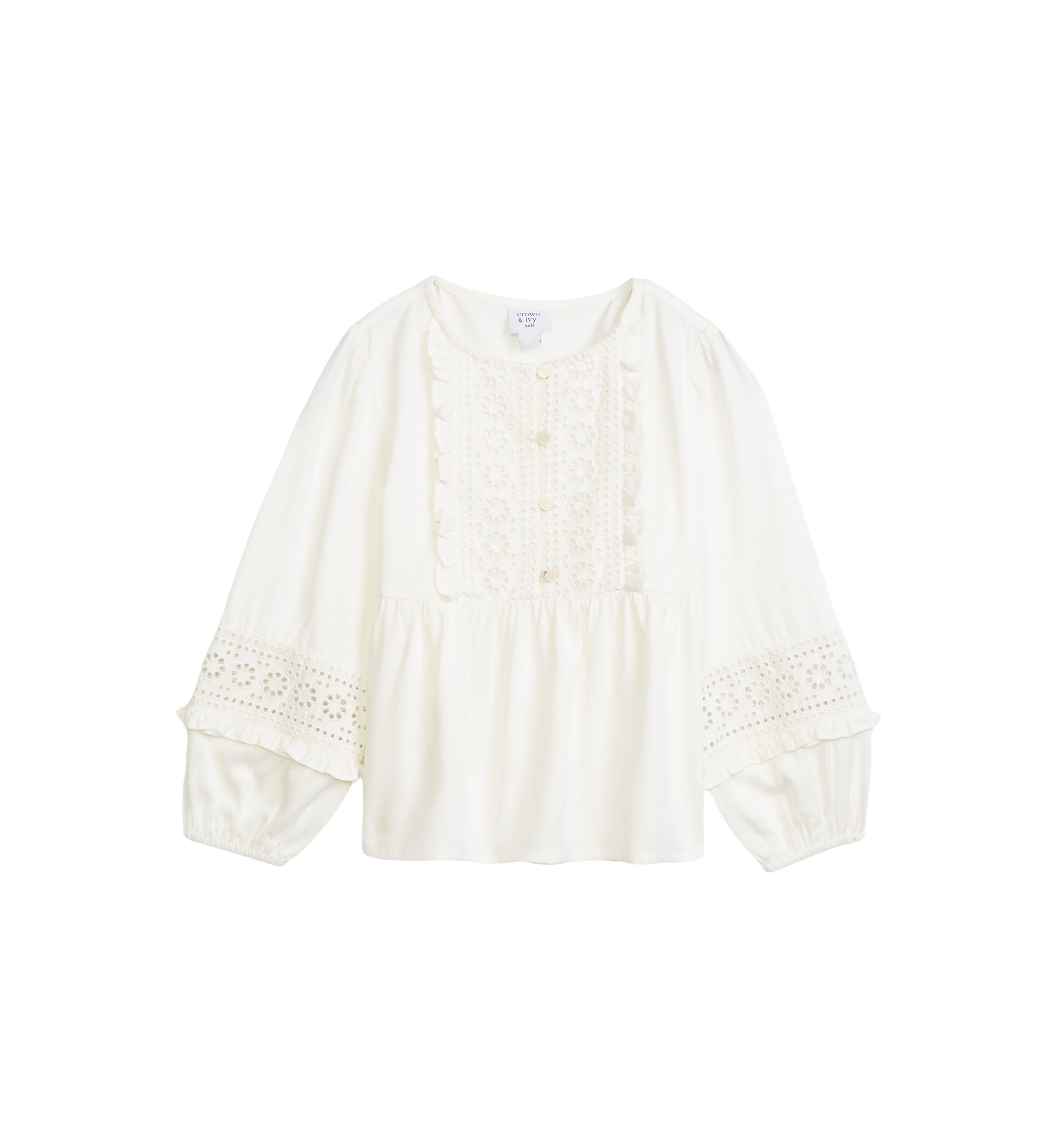 Girls 4-6x Eyelet Trim Top