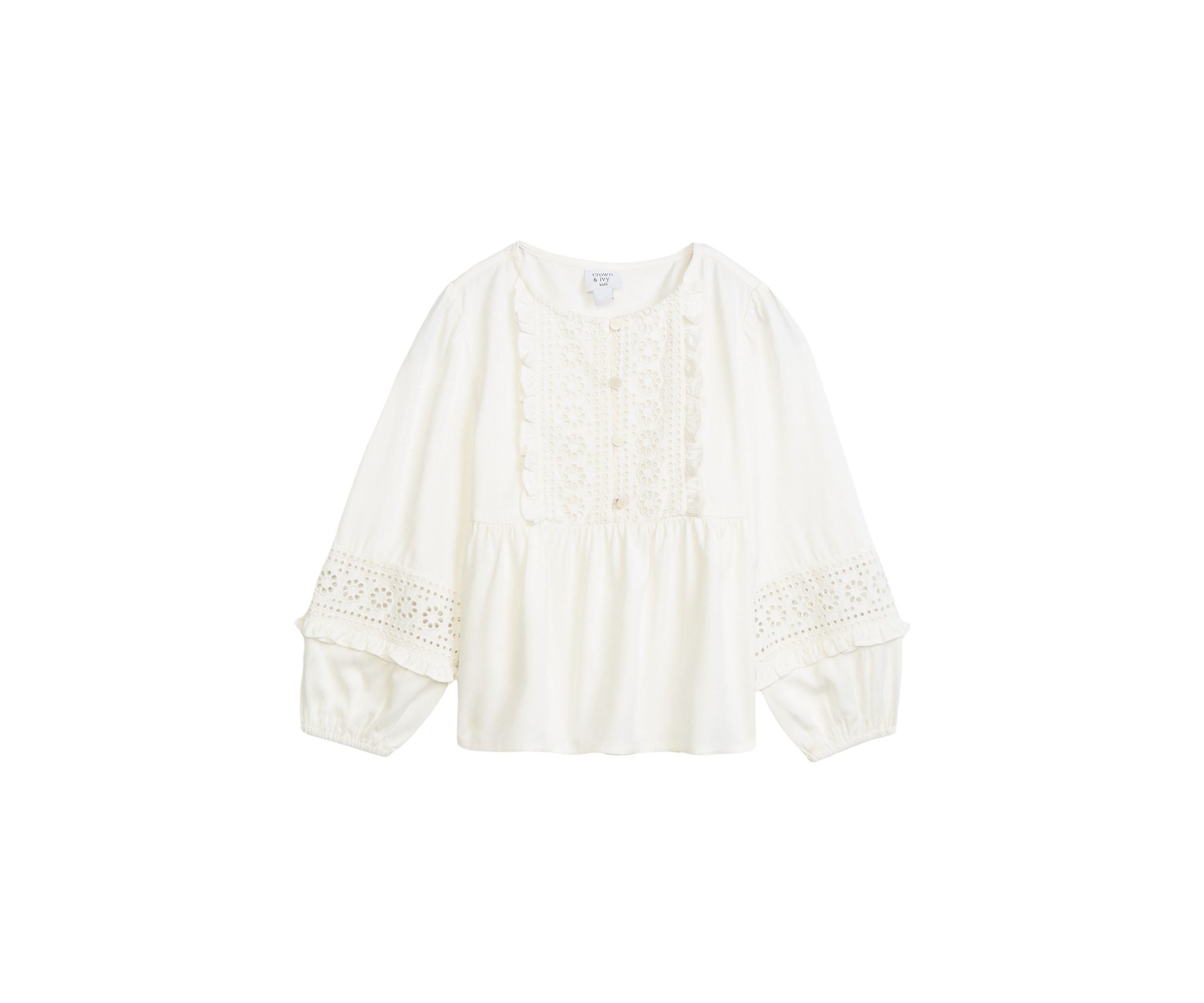 Girls 4-6x Eyelet Trim Top