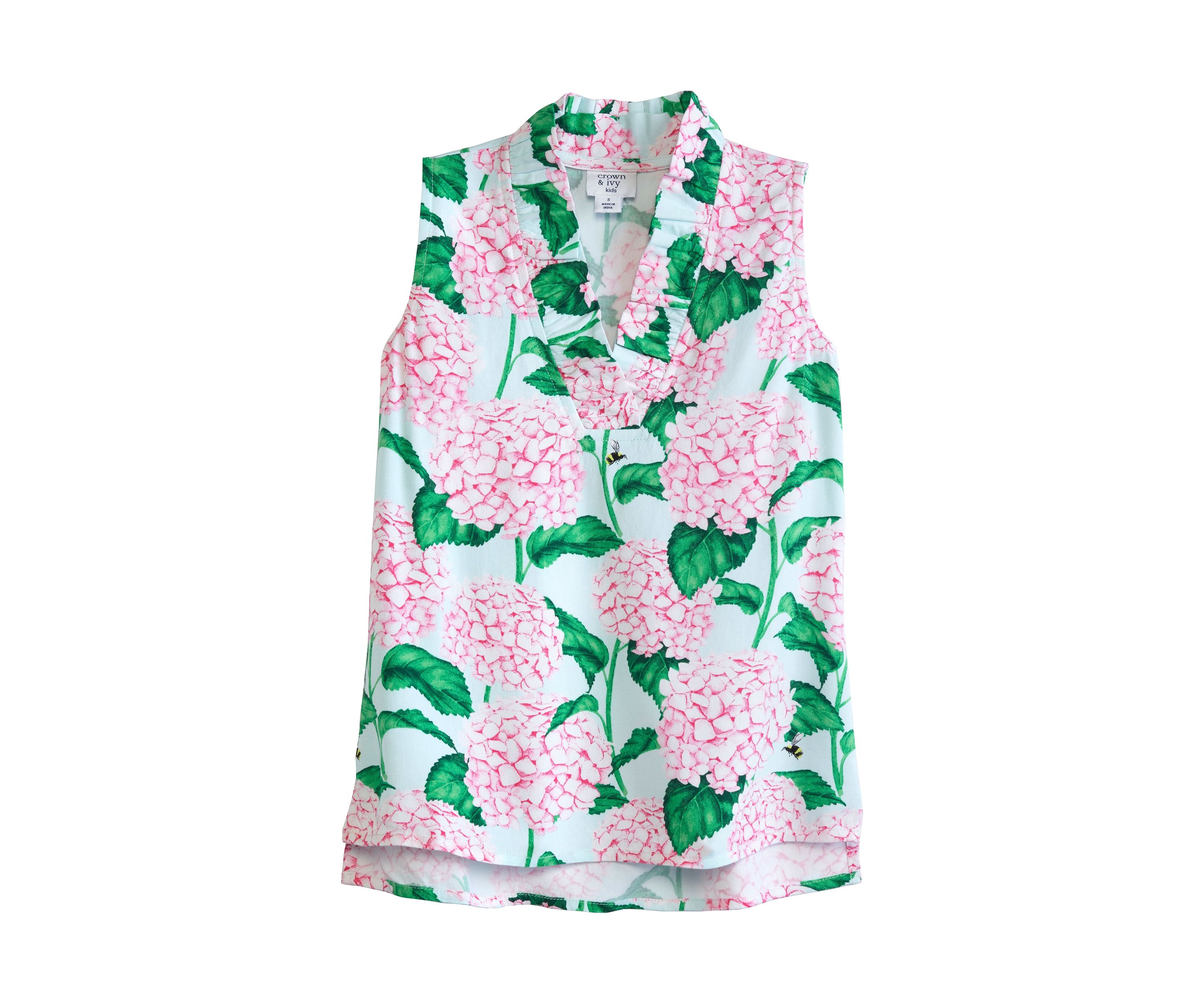 Girls 7-16 Printed Ruffle Neck Tank Top