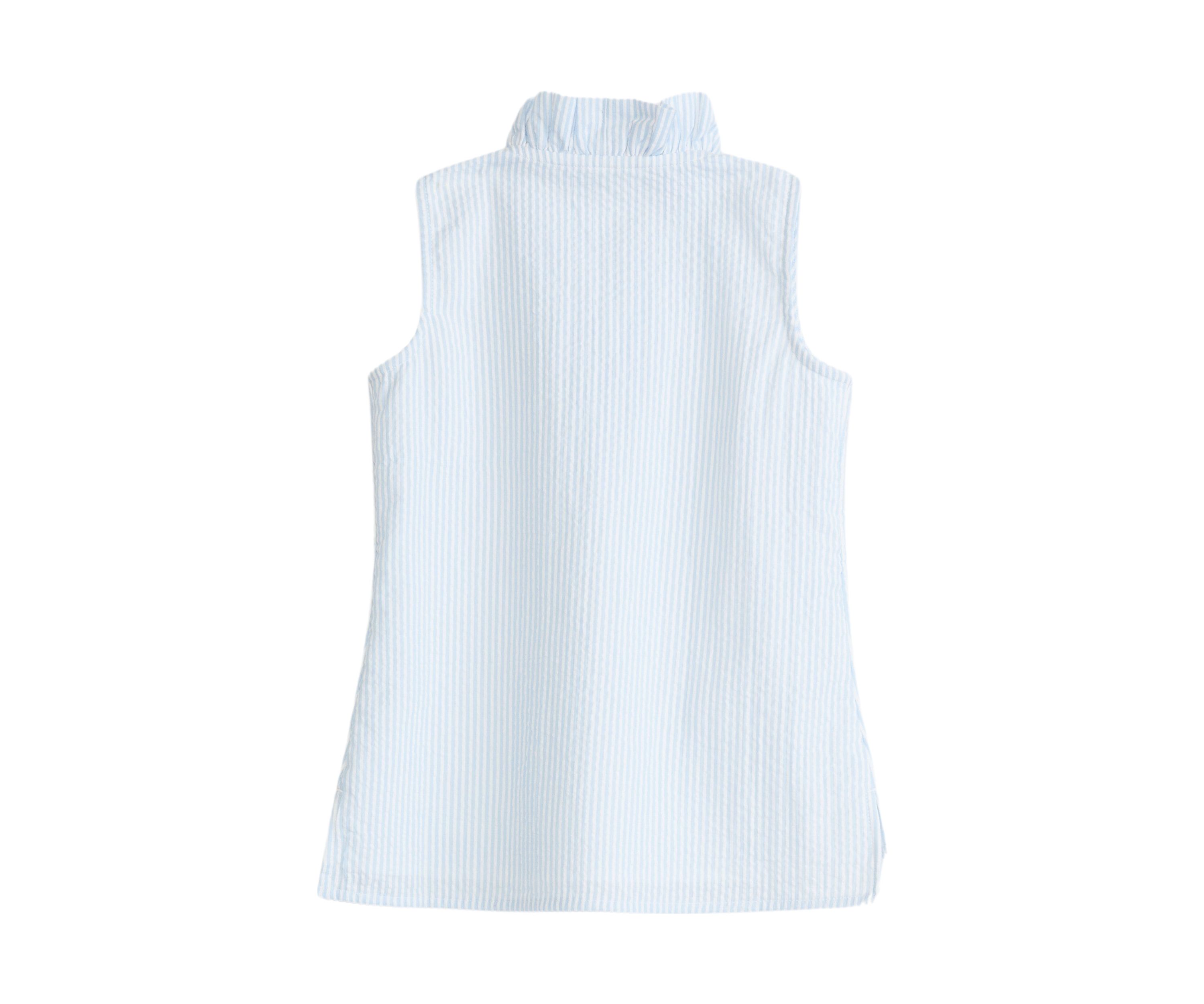 Girls 4-6x Seersucker Ruffle V-Neck Top
