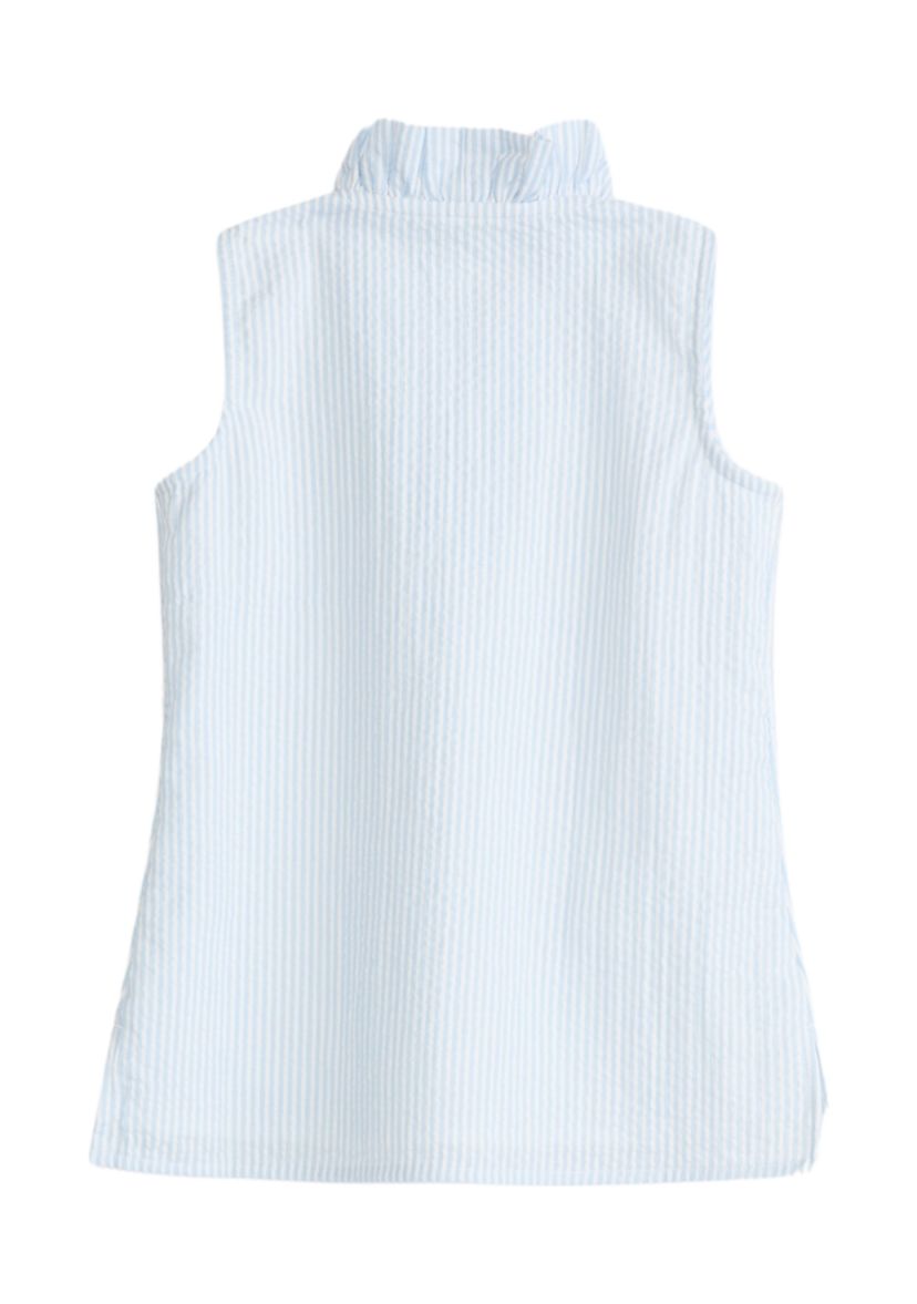 Girls 4-6x Seersucker Ruffle V-Neck Top