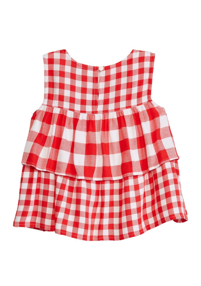 Girls 4-6x Layered Woven Yarn Dyed Tank Top