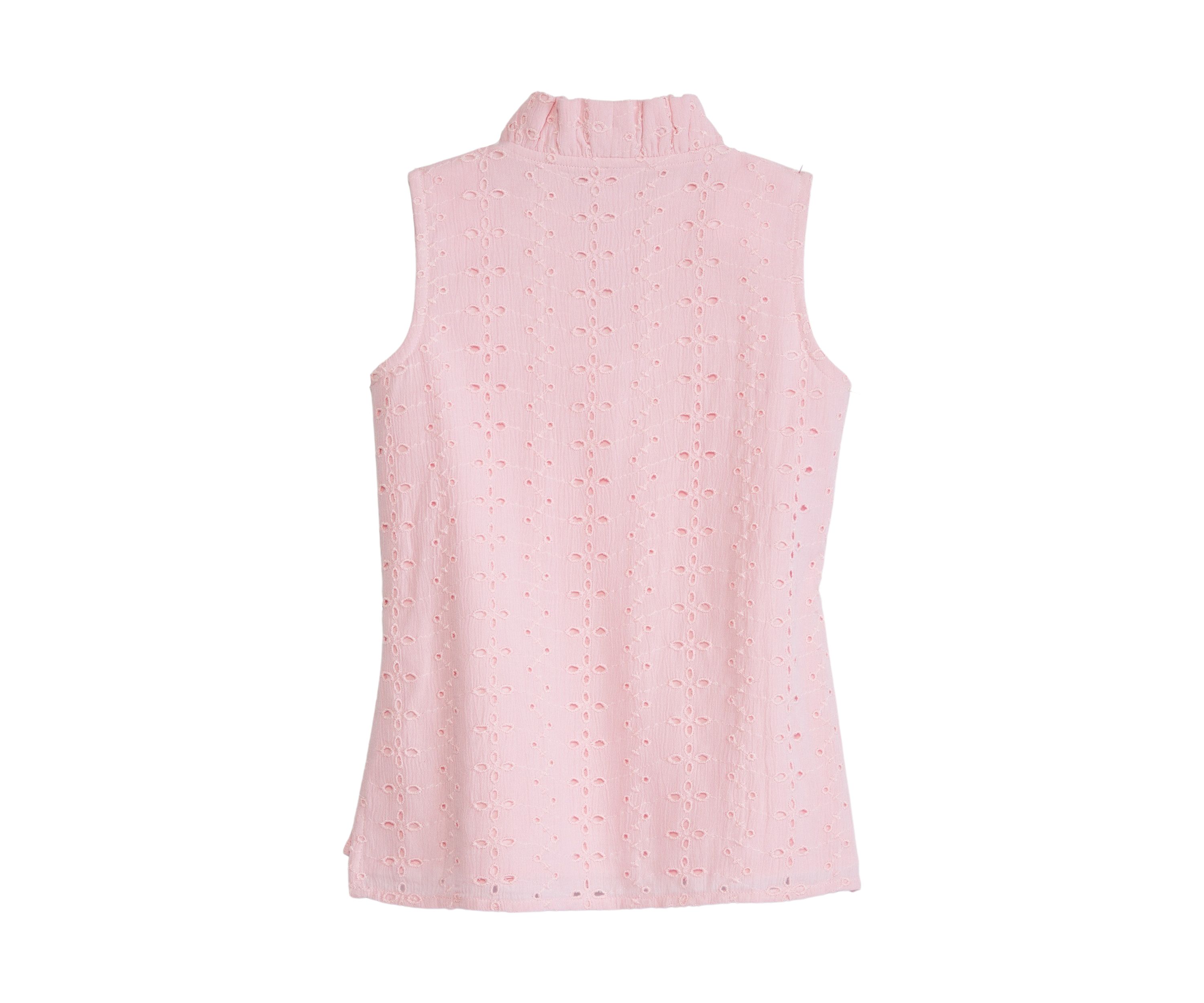 Girls 4-6x Eyelet Ruffle Neck Tank Top