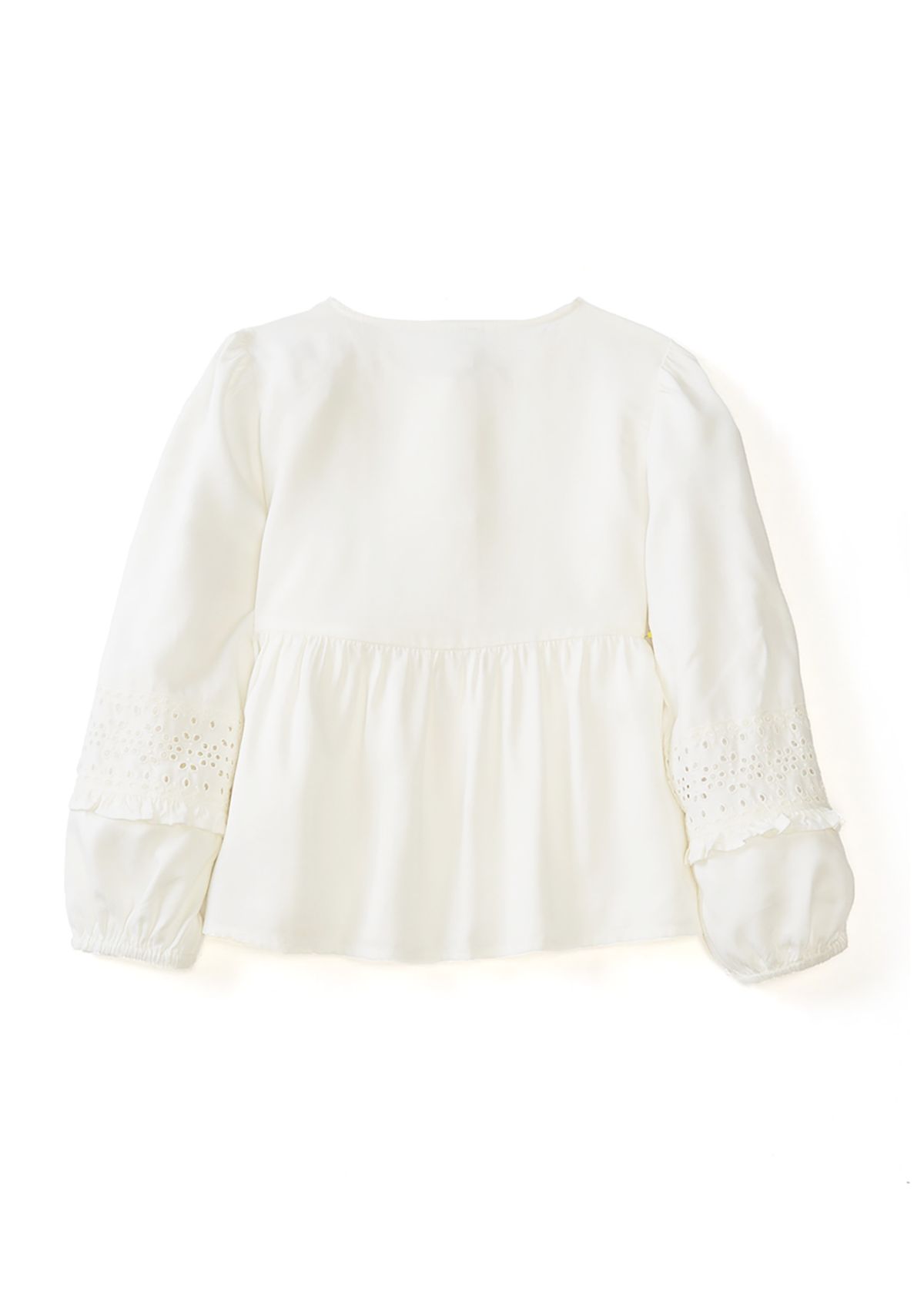 Girls 4-6x Long Sleeve Eyelet Trim Top 