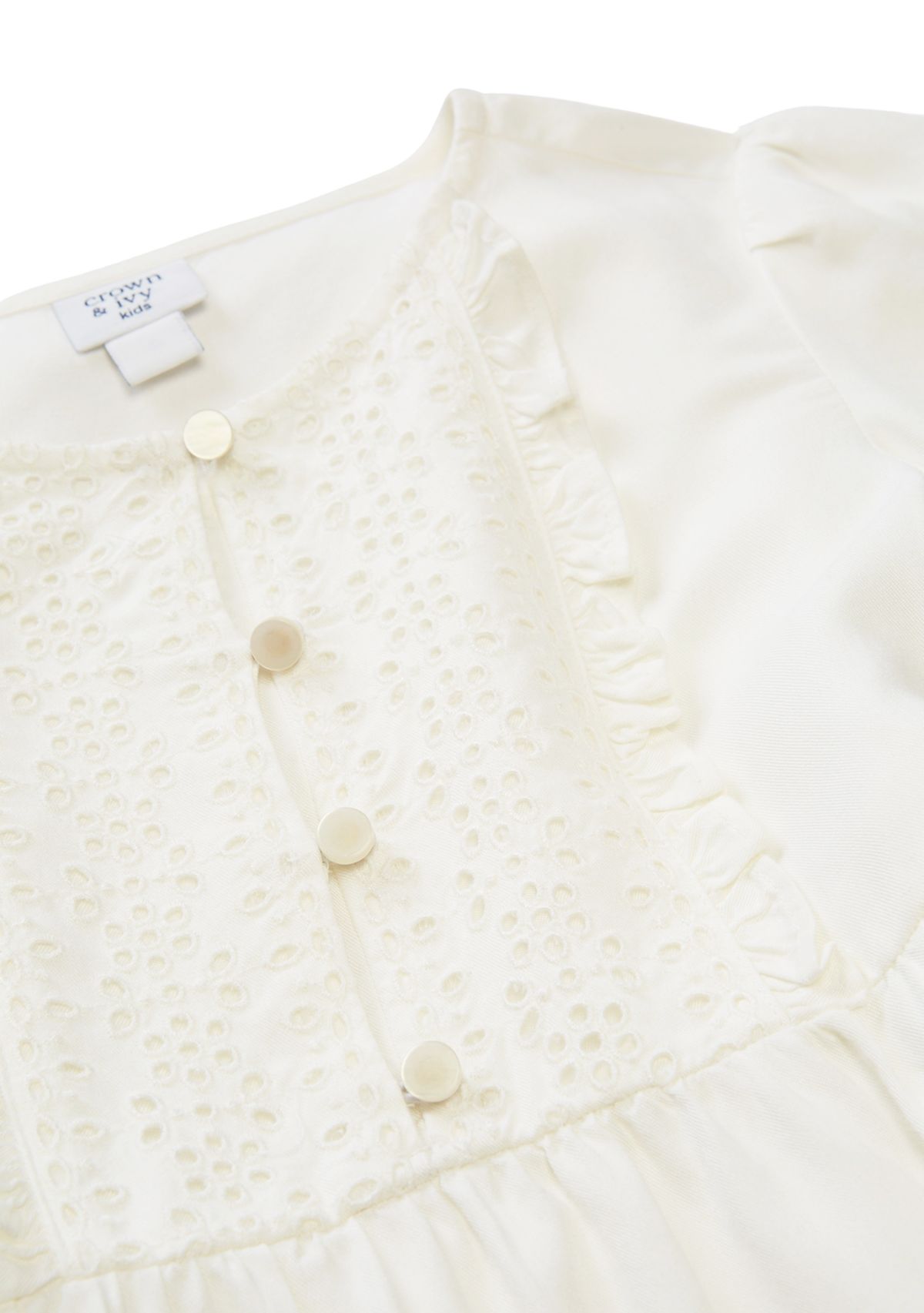 Girls 4-6x Long Sleeve Eyelet Trim Top 