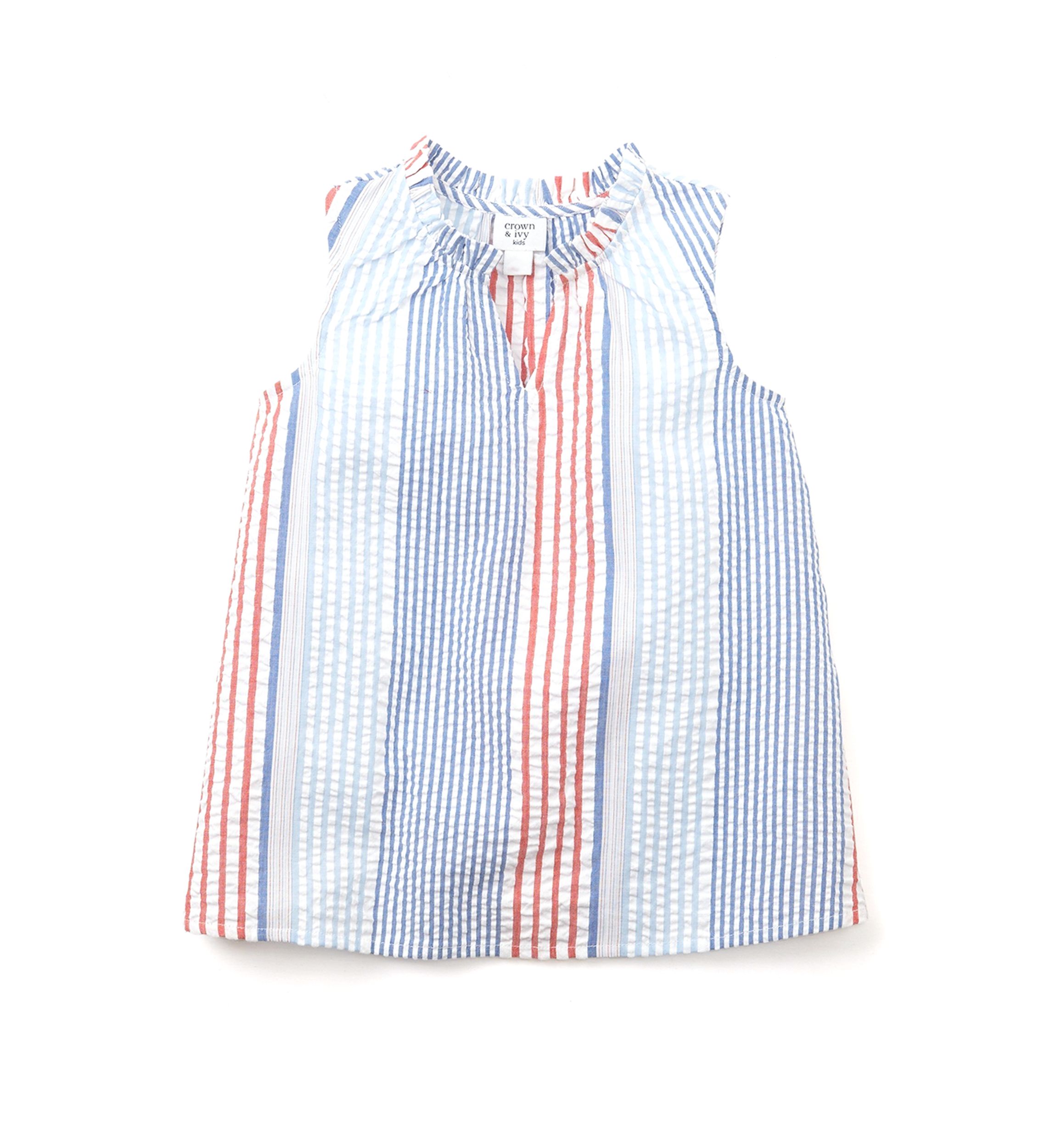 Girls 4-6x Ruffle Tank Seersucker Dress