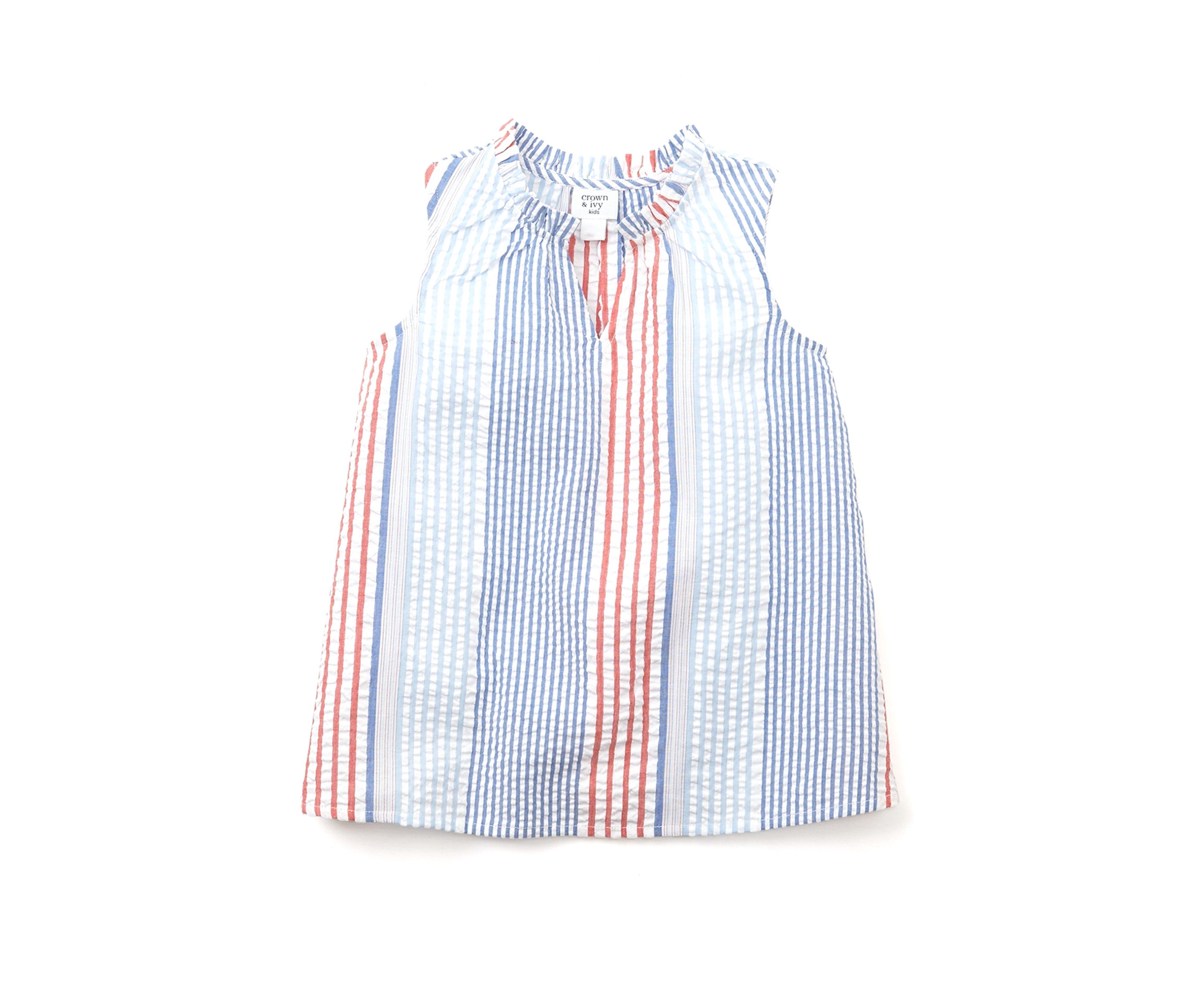 Girls 4-6x Ruffle Tank Seersucker Dress