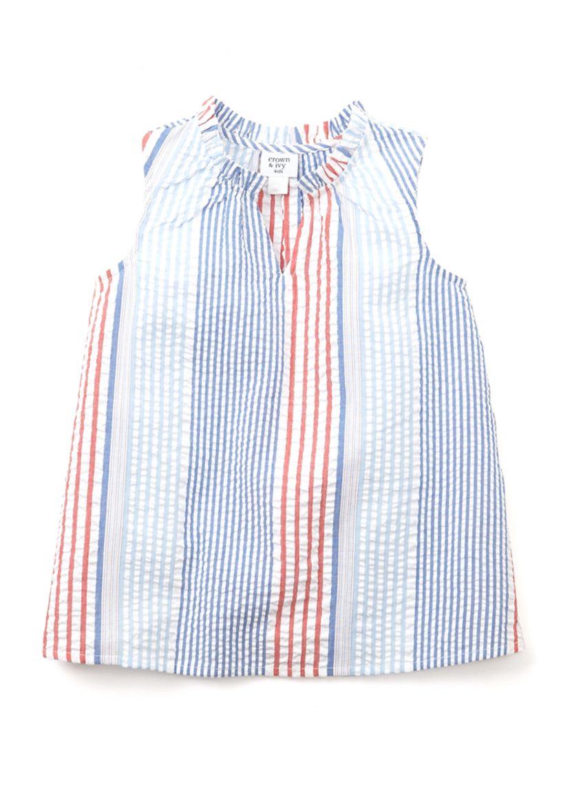 Girls 4-6x Ruffle Tank Seersucker Dress