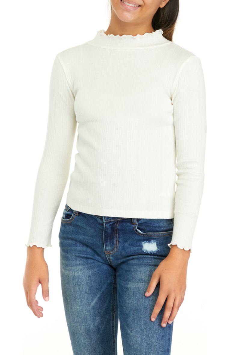 Girls 7-16 Long Sleeve Ribbed T-Shirt