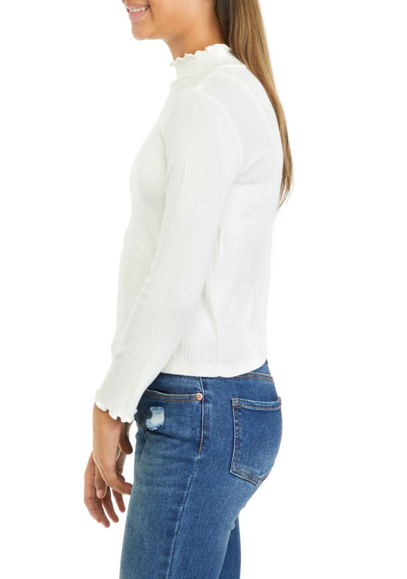 Girls 7-16 Long Sleeve Ribbed T-Shirt