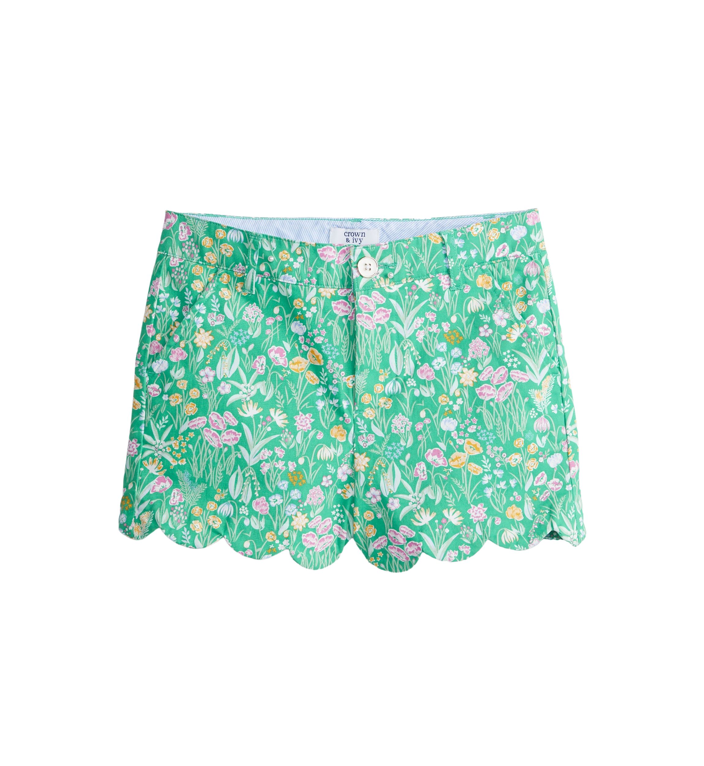 Girls 7-16 Printed Scallop Shorts