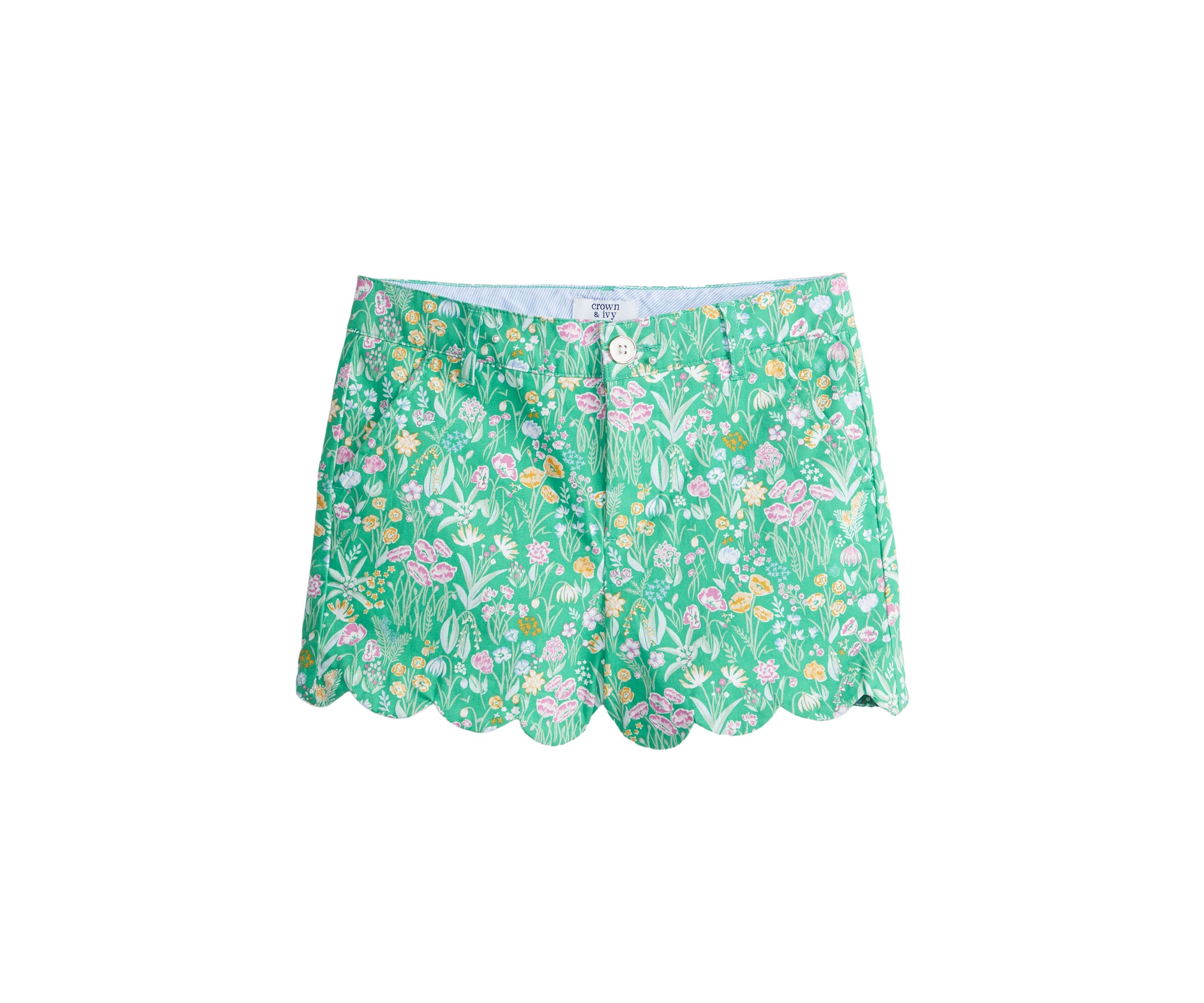 Girls 7-16 Printed Scallop Shorts