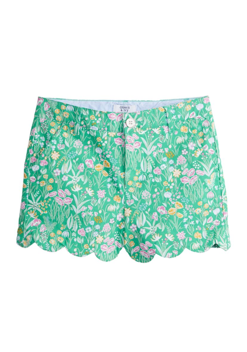 Girls 7-16 Printed Scallop Shorts