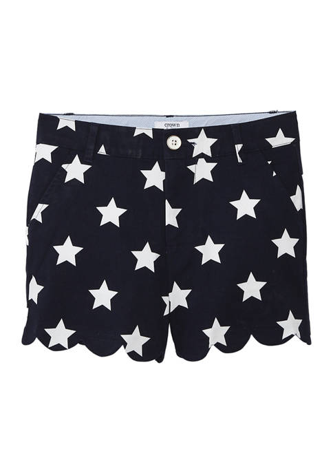 Crown & Ivy™ Girls 7-16 Printed Scallop Shorts