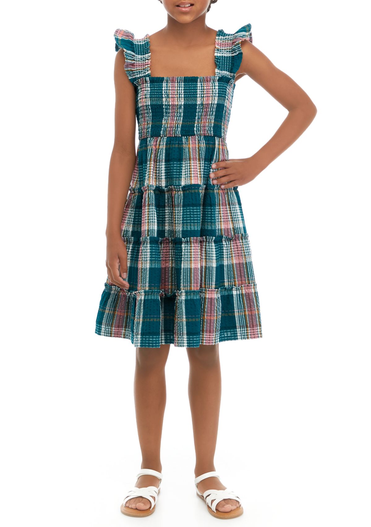 Girls 7-16 Smocked Tiered Dress