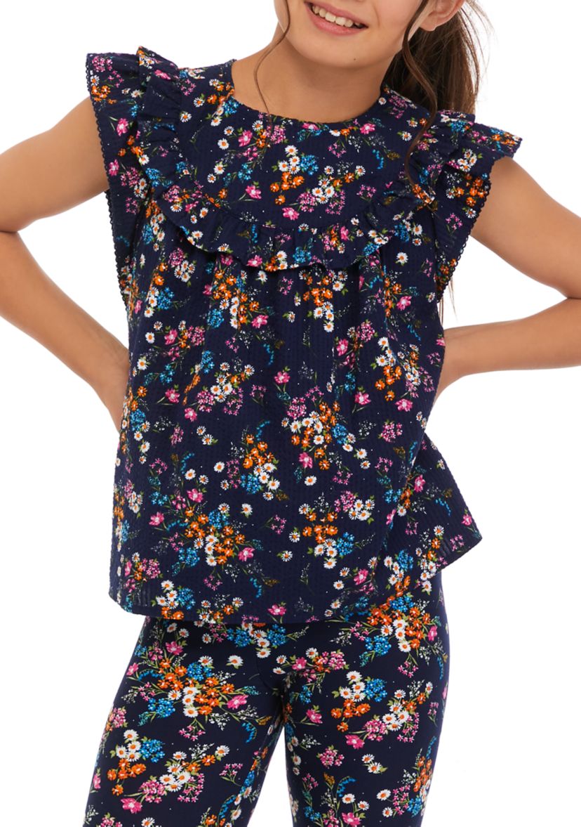 Girls 7-16 Printed Ruffle Top 
