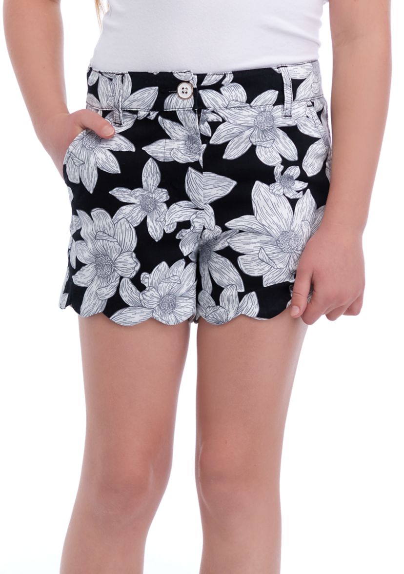 Girls 7-16 Printed Scallop Shorts