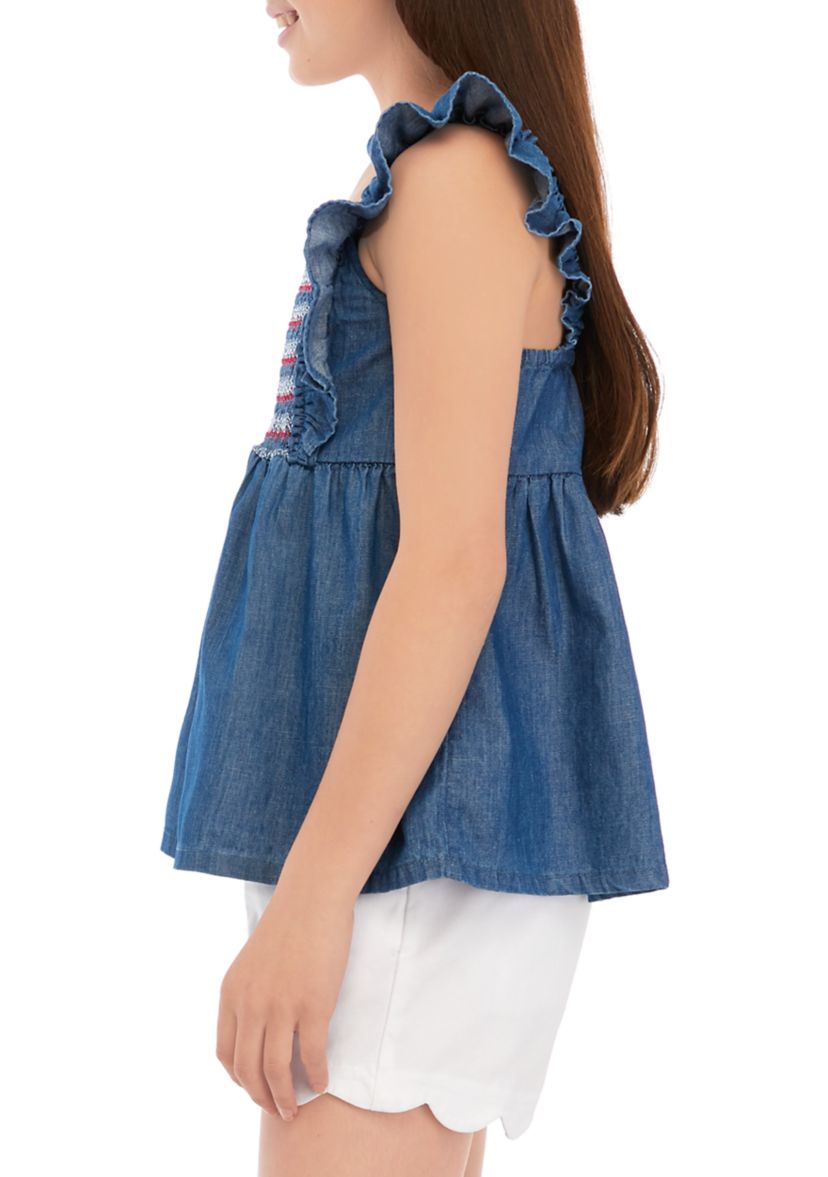 Girls 7-16 Smocked Peplum Tank 
