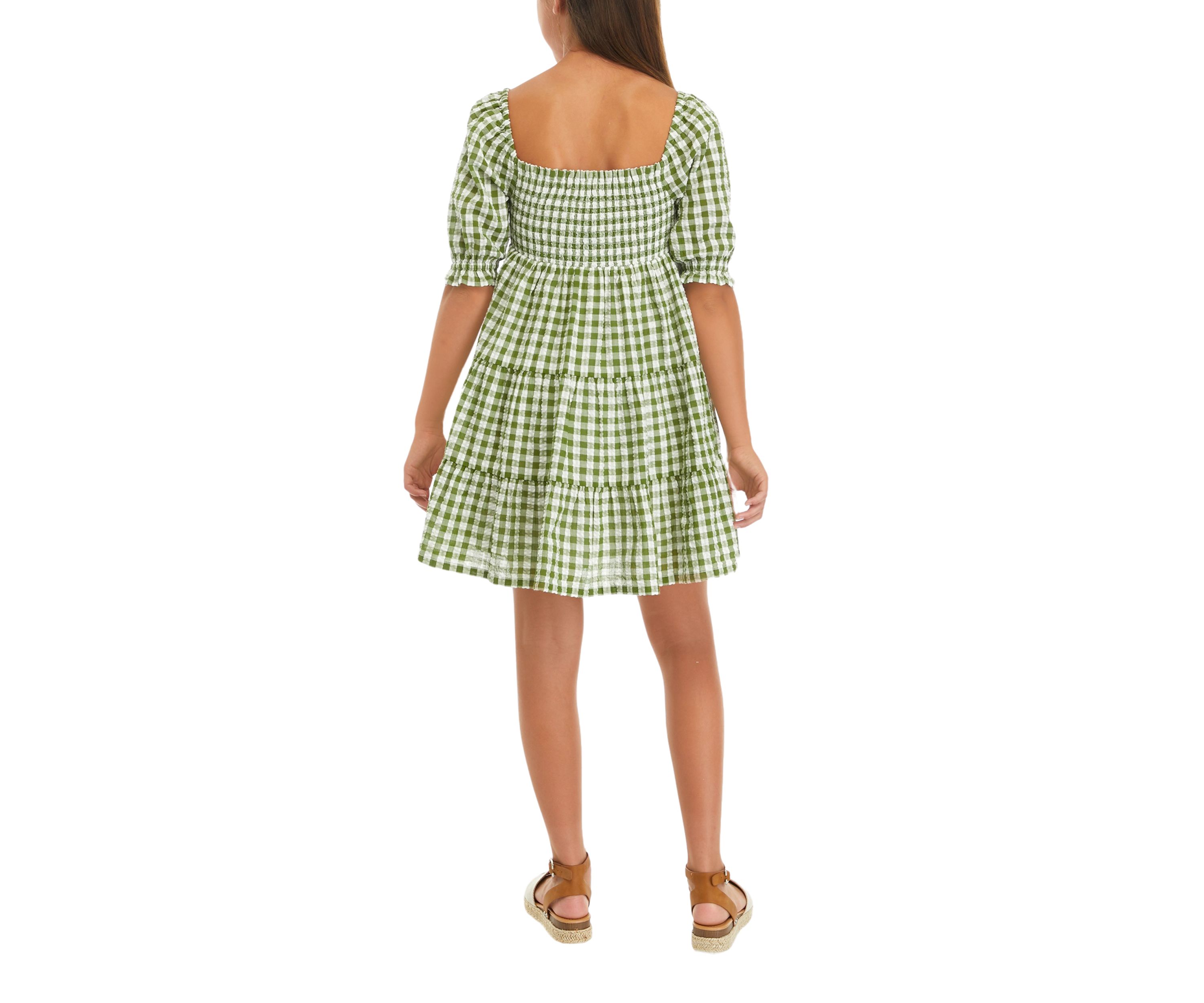 Girls 7-16 Gingham Printed Dress