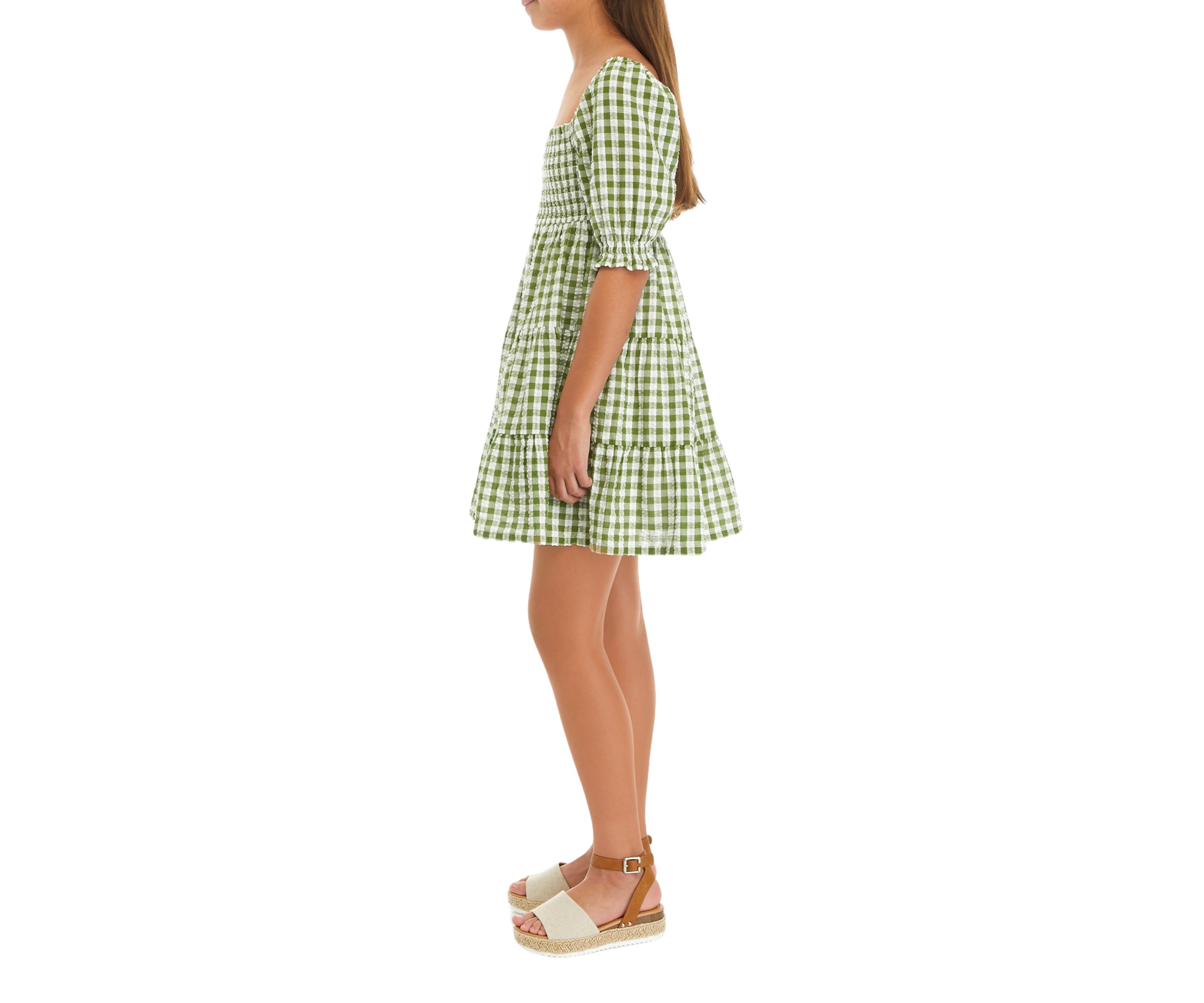 Girls 7-16 Gingham Printed Dress