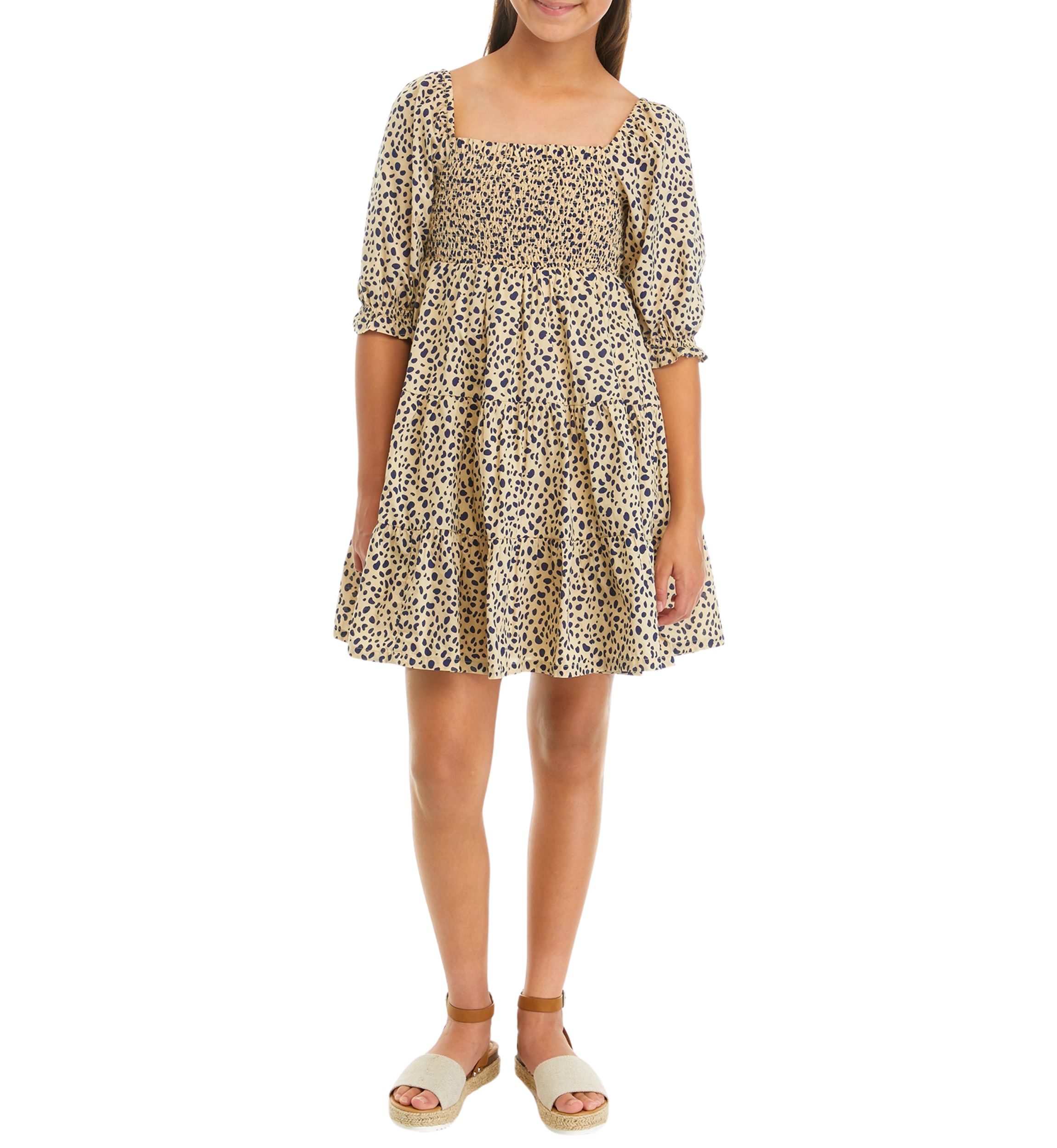 Girls 7-16 Printed Puff Sleeve Dress
