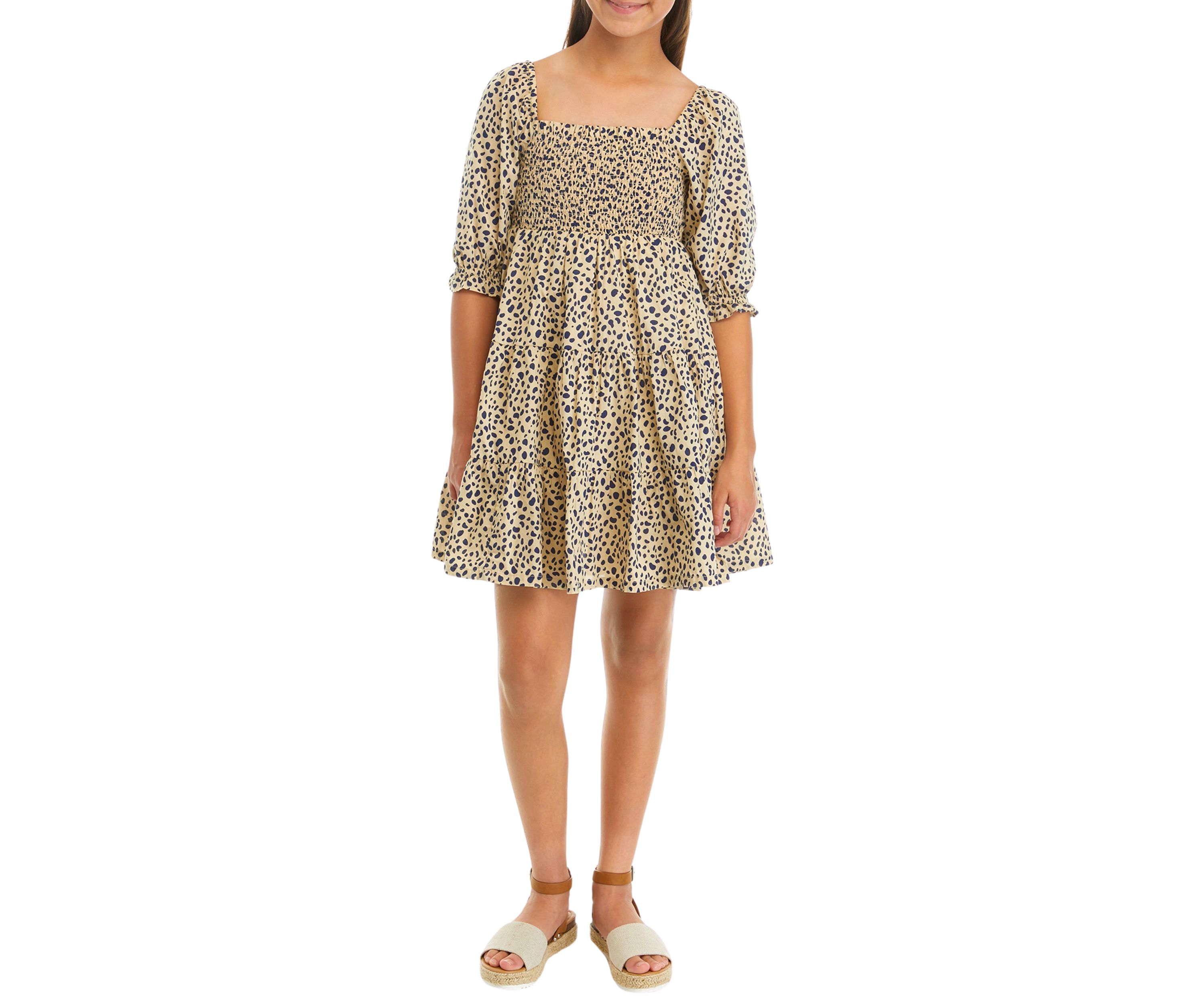 Girls 7-16 Printed Puff Sleeve Dress
