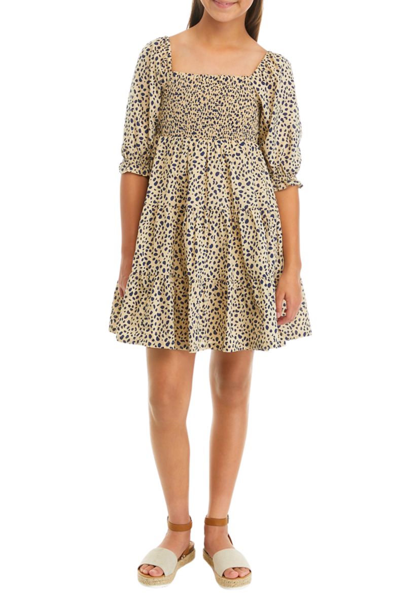 Girls 7-16 Printed Puff Sleeve Dress