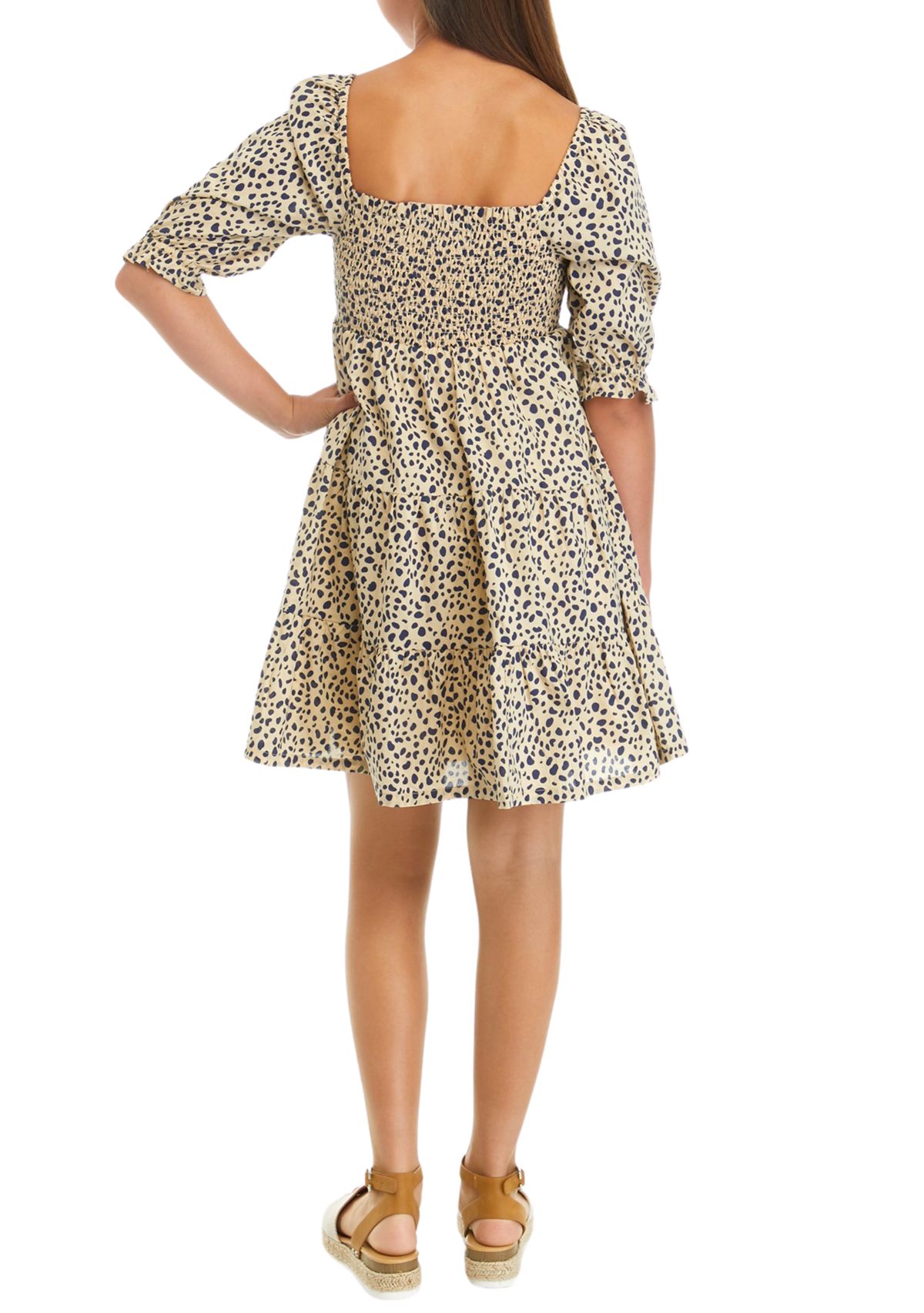Girls 7-16 Printed Puff Sleeve Dress