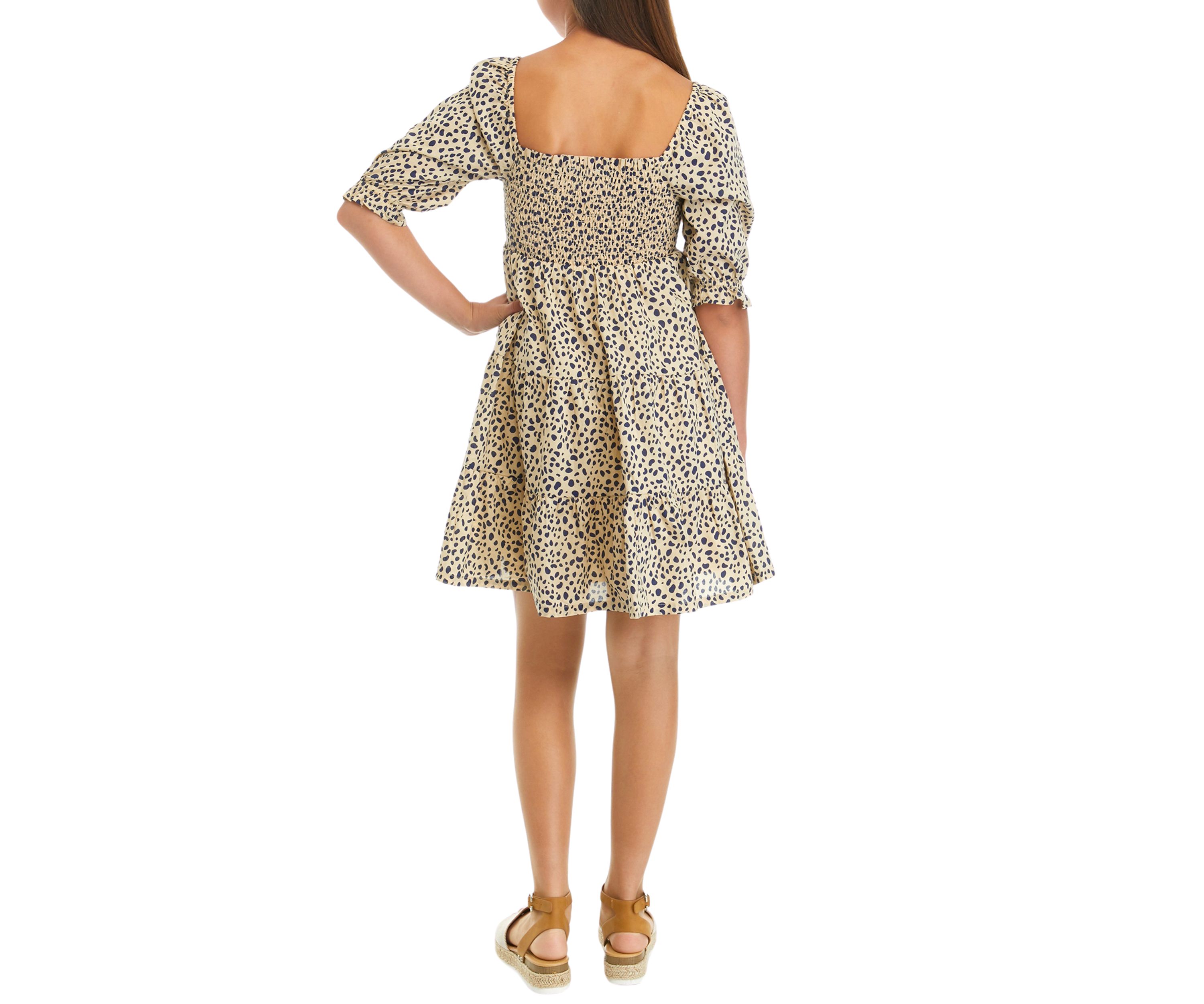 Girls 7-16 Printed Puff Sleeve Dress