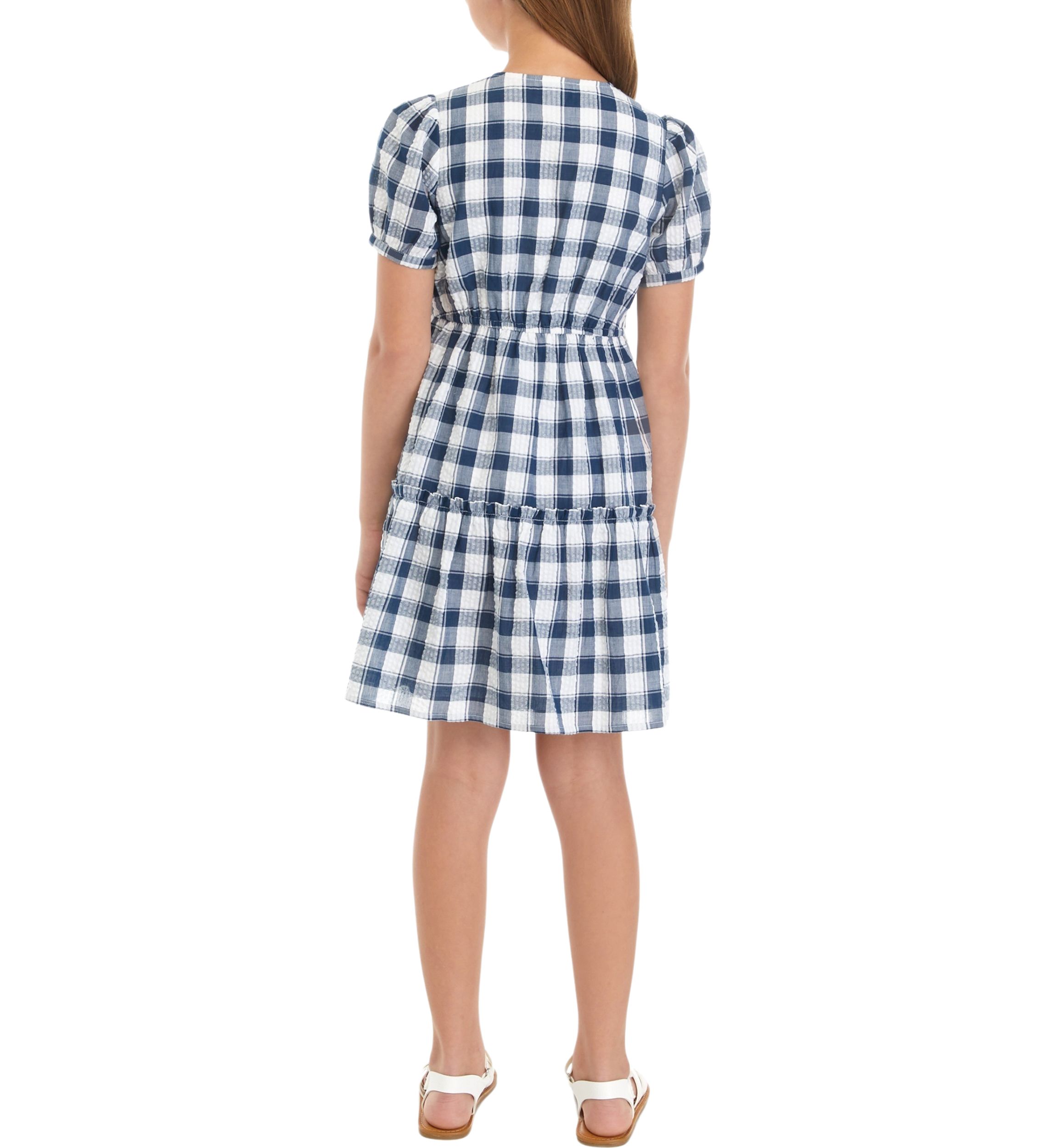 Girls 7-16 Seersucker Yarn Dyed Wrap Dress