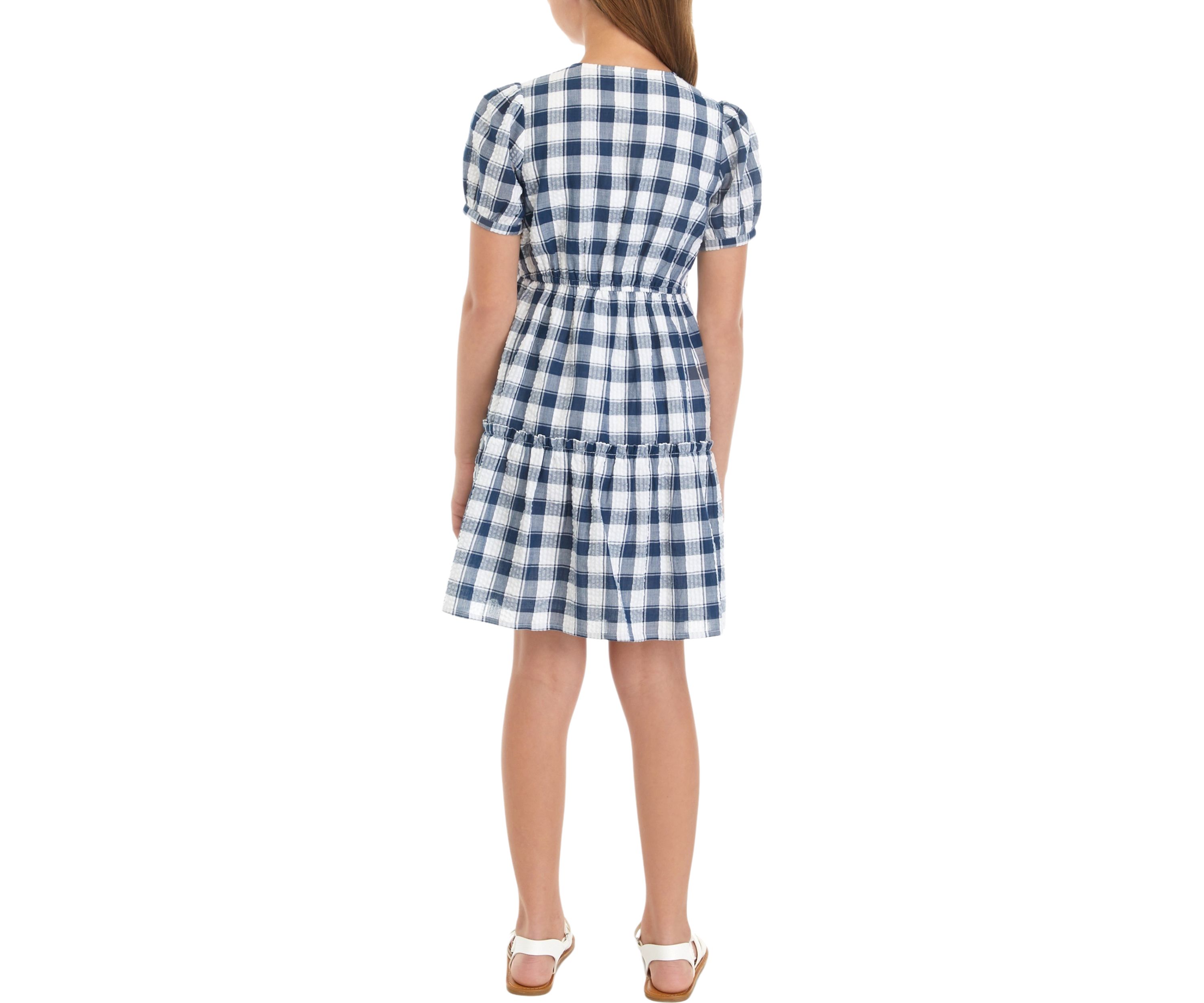 Girls 7-16 Seersucker Yarn Dyed Wrap Dress