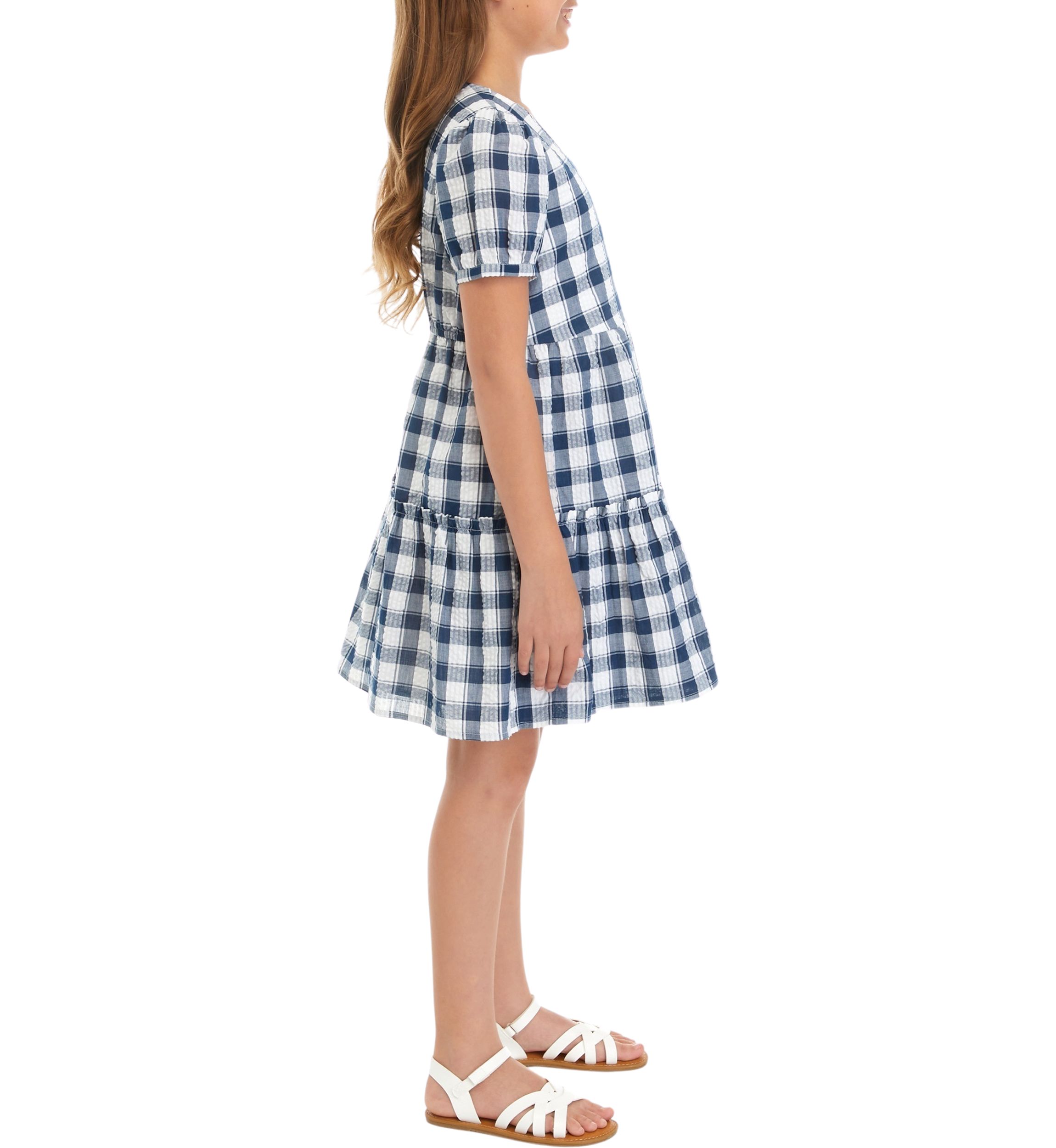 Girls 7-16 Seersucker Yarn Dyed Wrap Dress