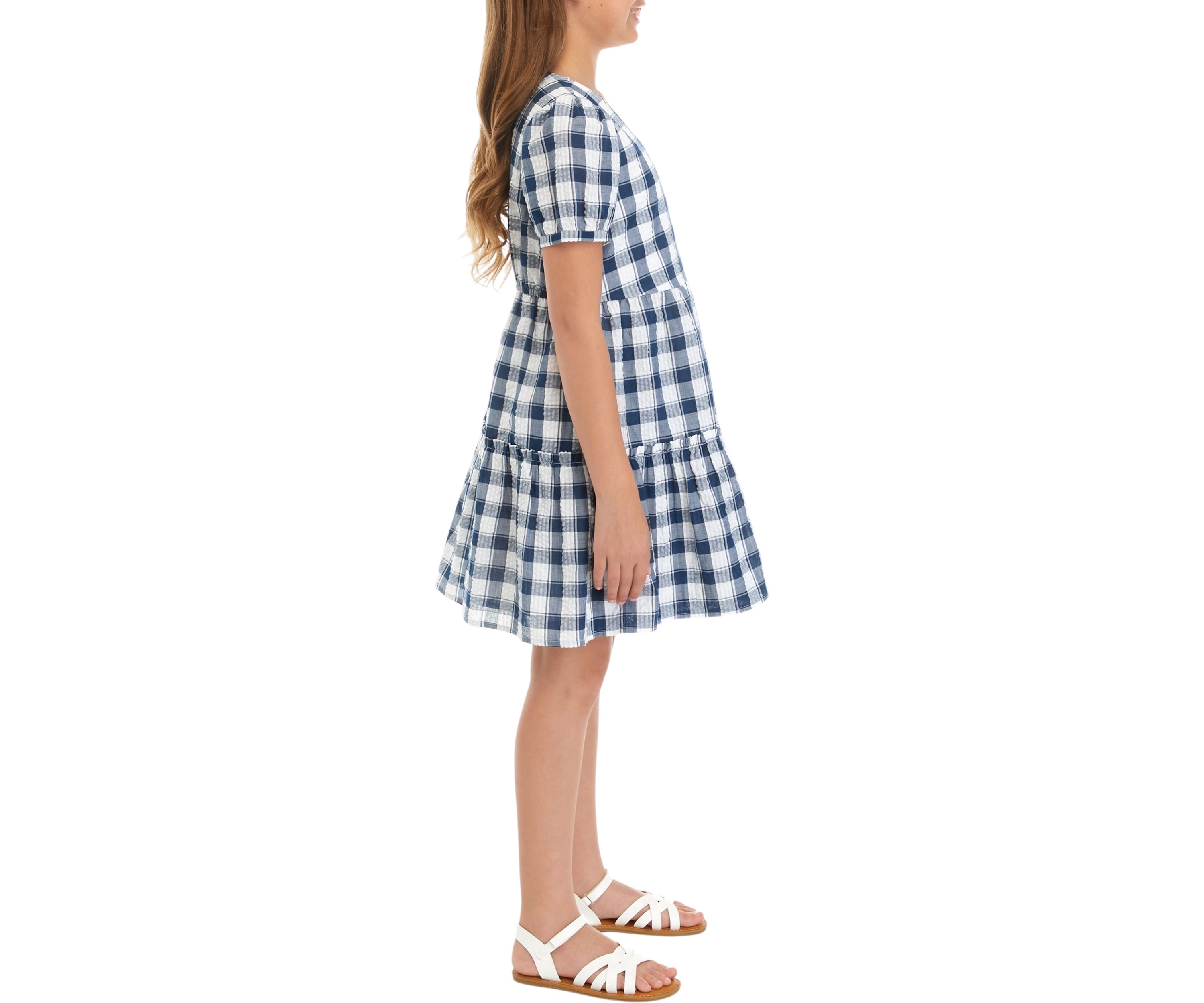 Girls 7-16 Seersucker Yarn Dyed Wrap Dress