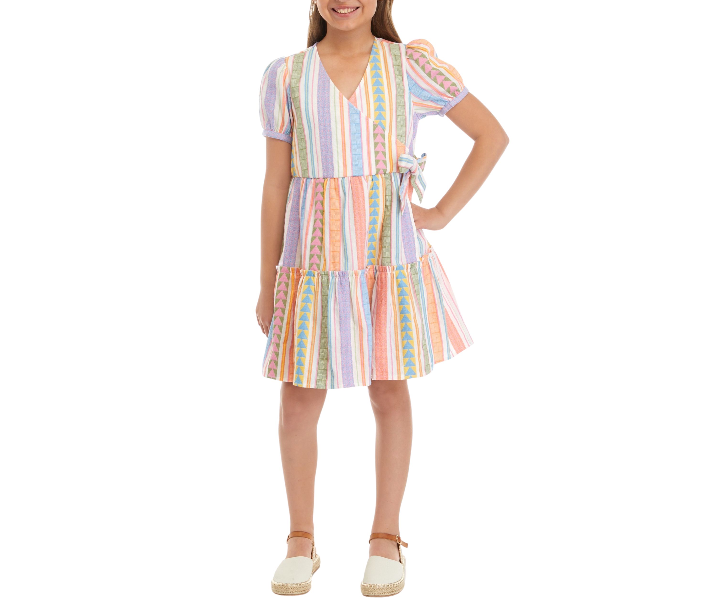 Girls 7-16 Jacquard Wrap Dress