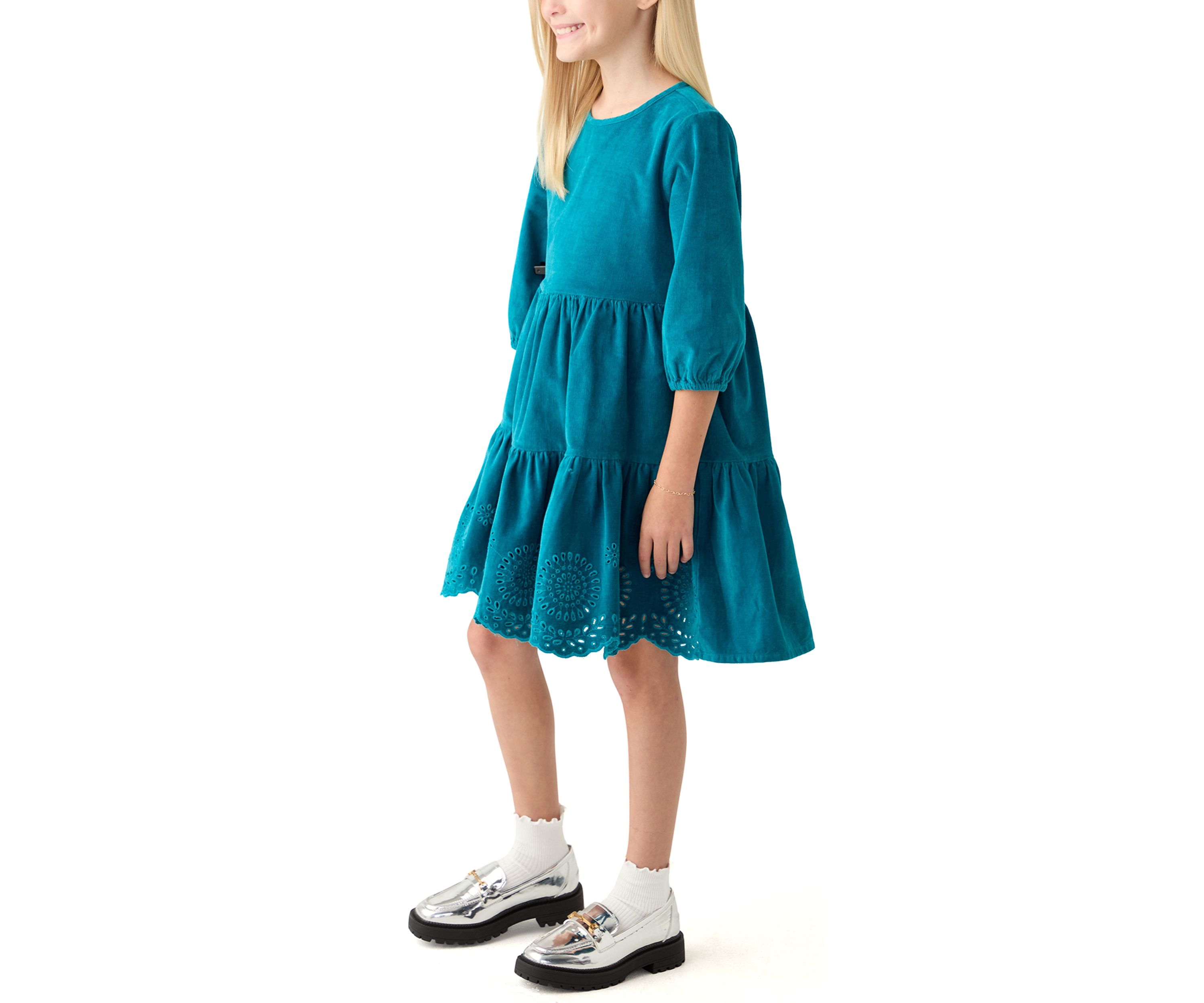 Girls 7-16 Corduroy 3/4 Sleeve Dress