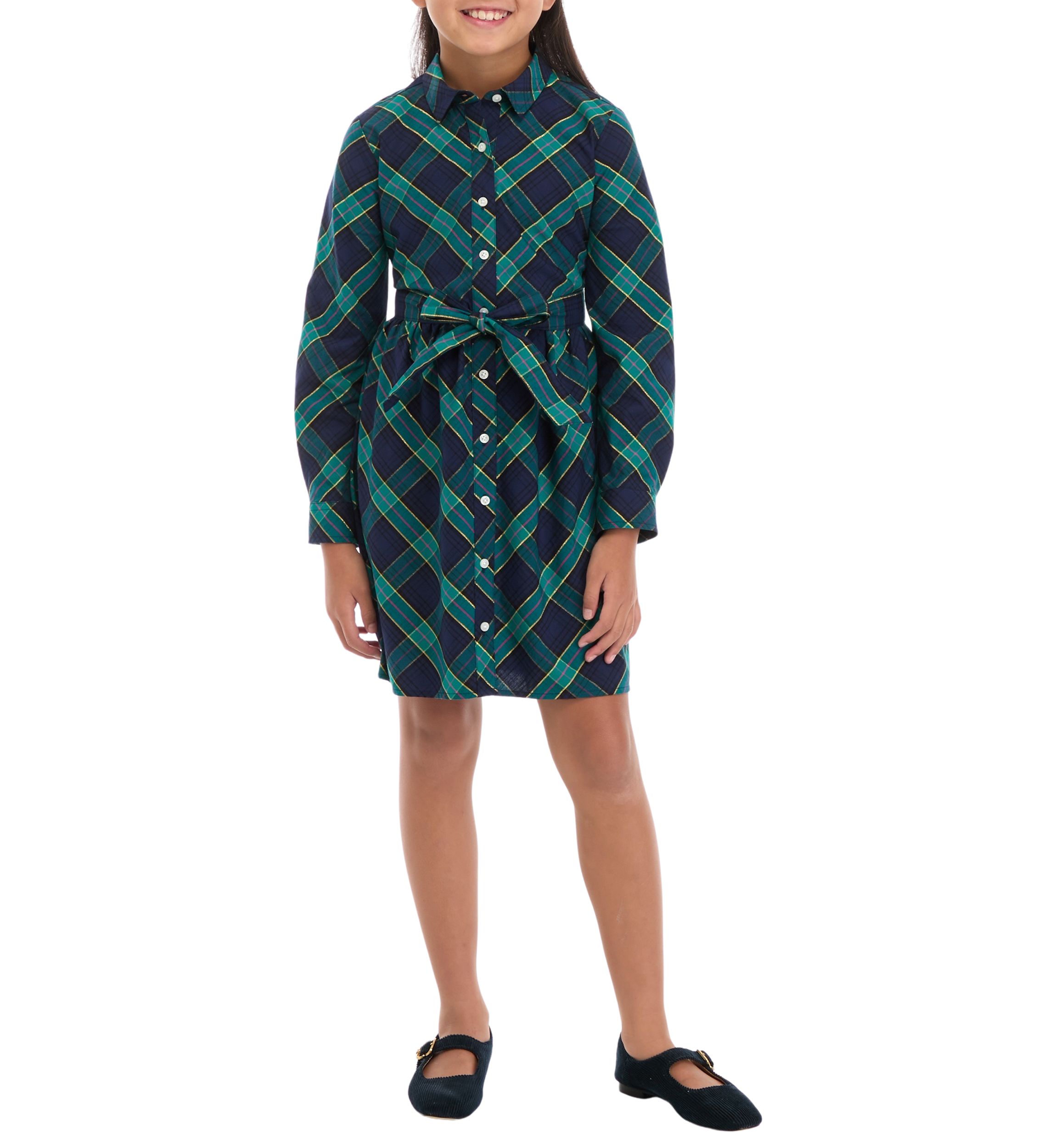 Girls 7-16 Plaid Shirtdress 