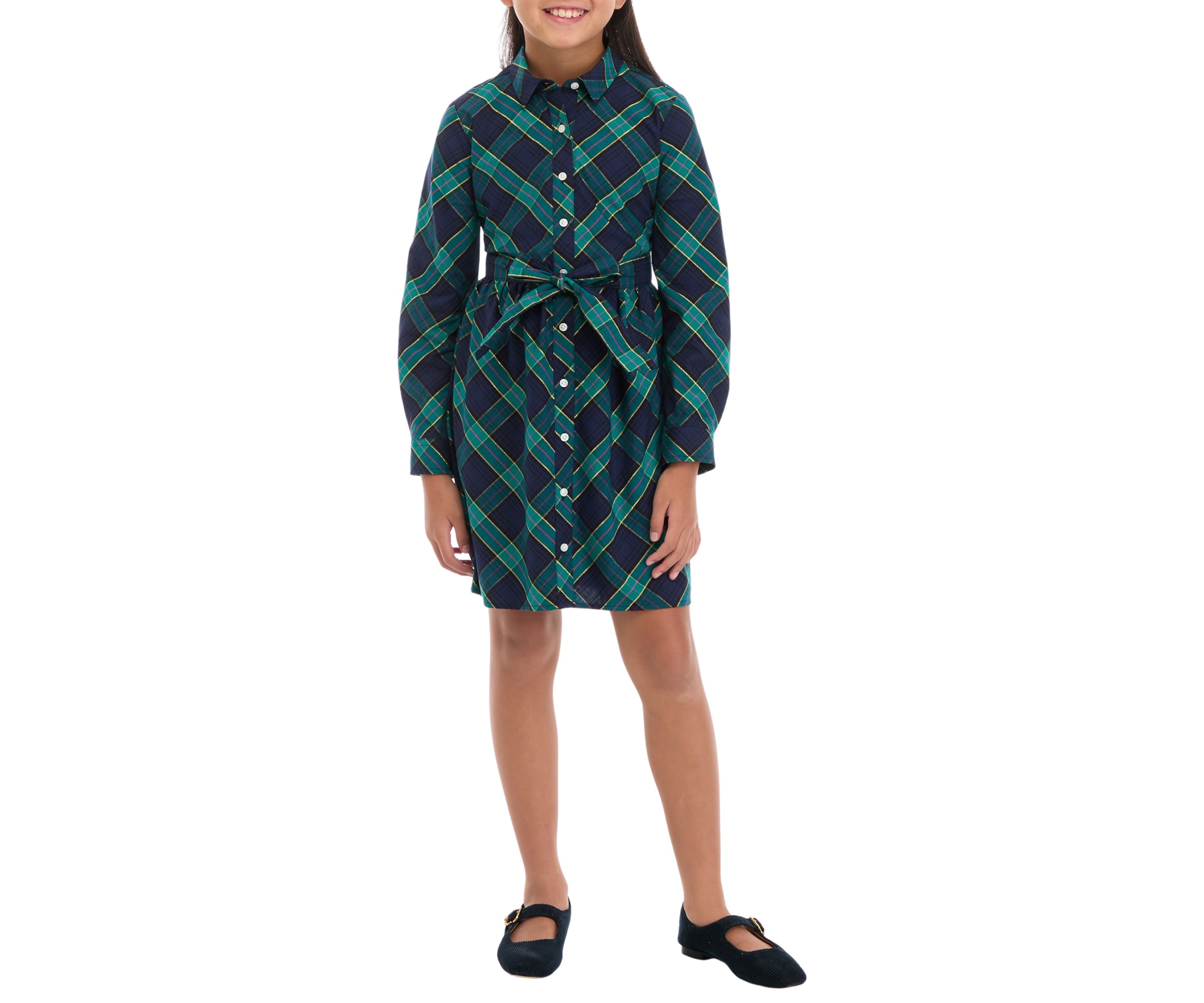 Girls 7-16 Plaid Shirtdress 