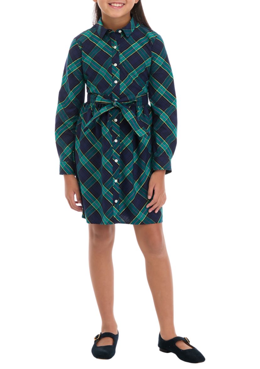 Girls 7-16 Plaid Shirtdress 