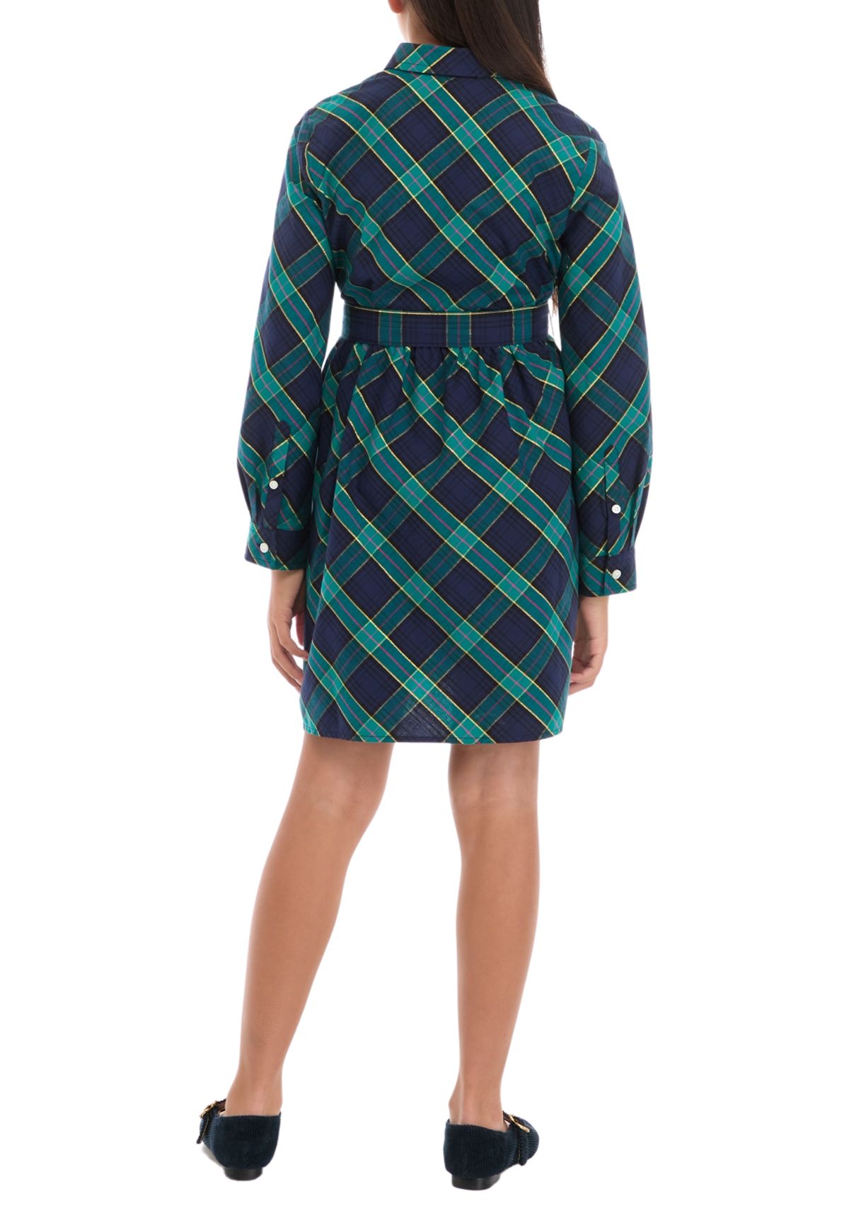 Girls 7-16 Plaid Shirtdress 