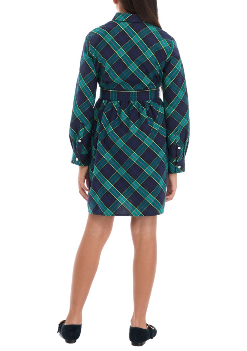 Girls 7-16 Plaid Shirtdress 
