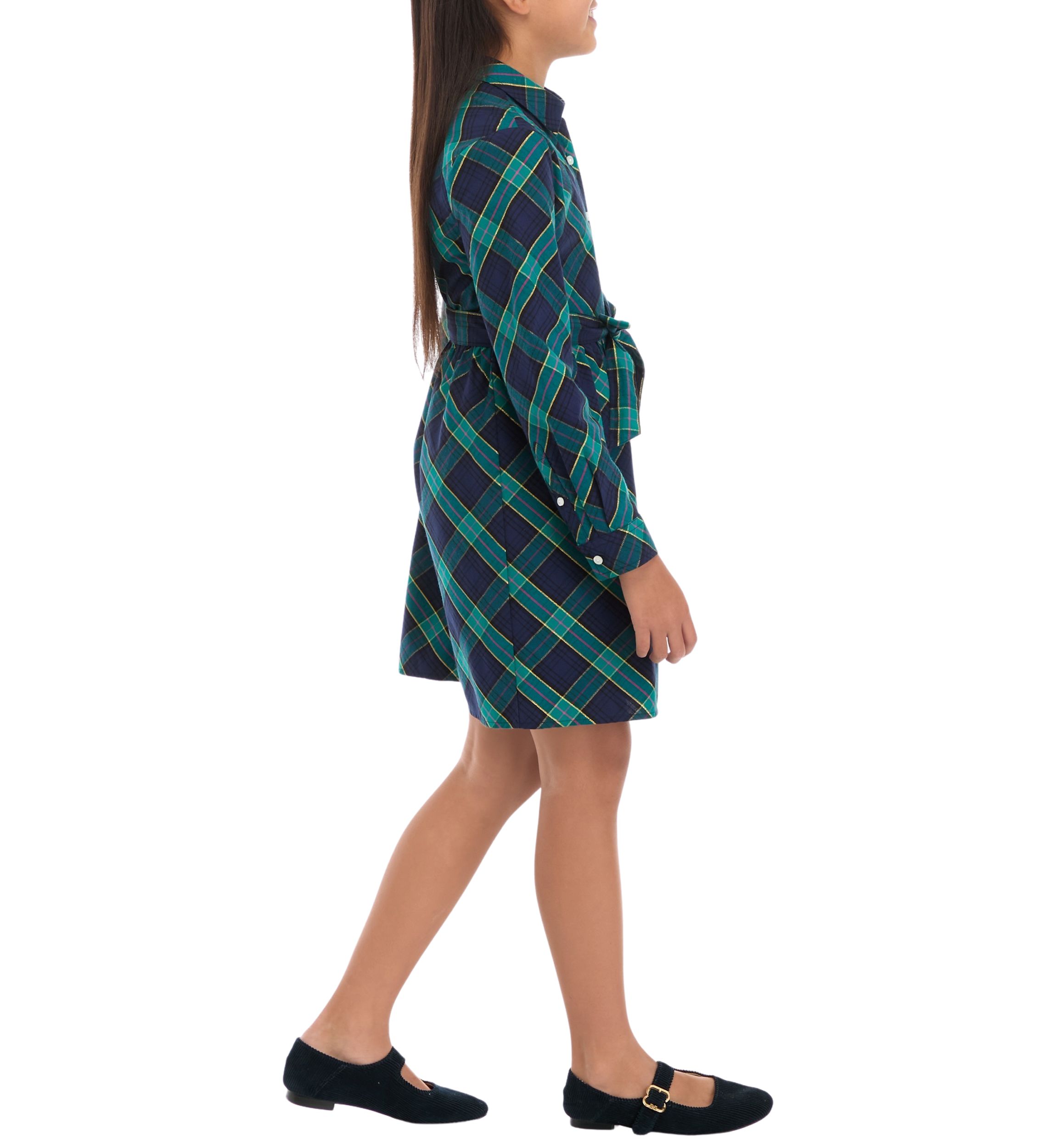 Girls 7-16 Plaid Shirtdress 