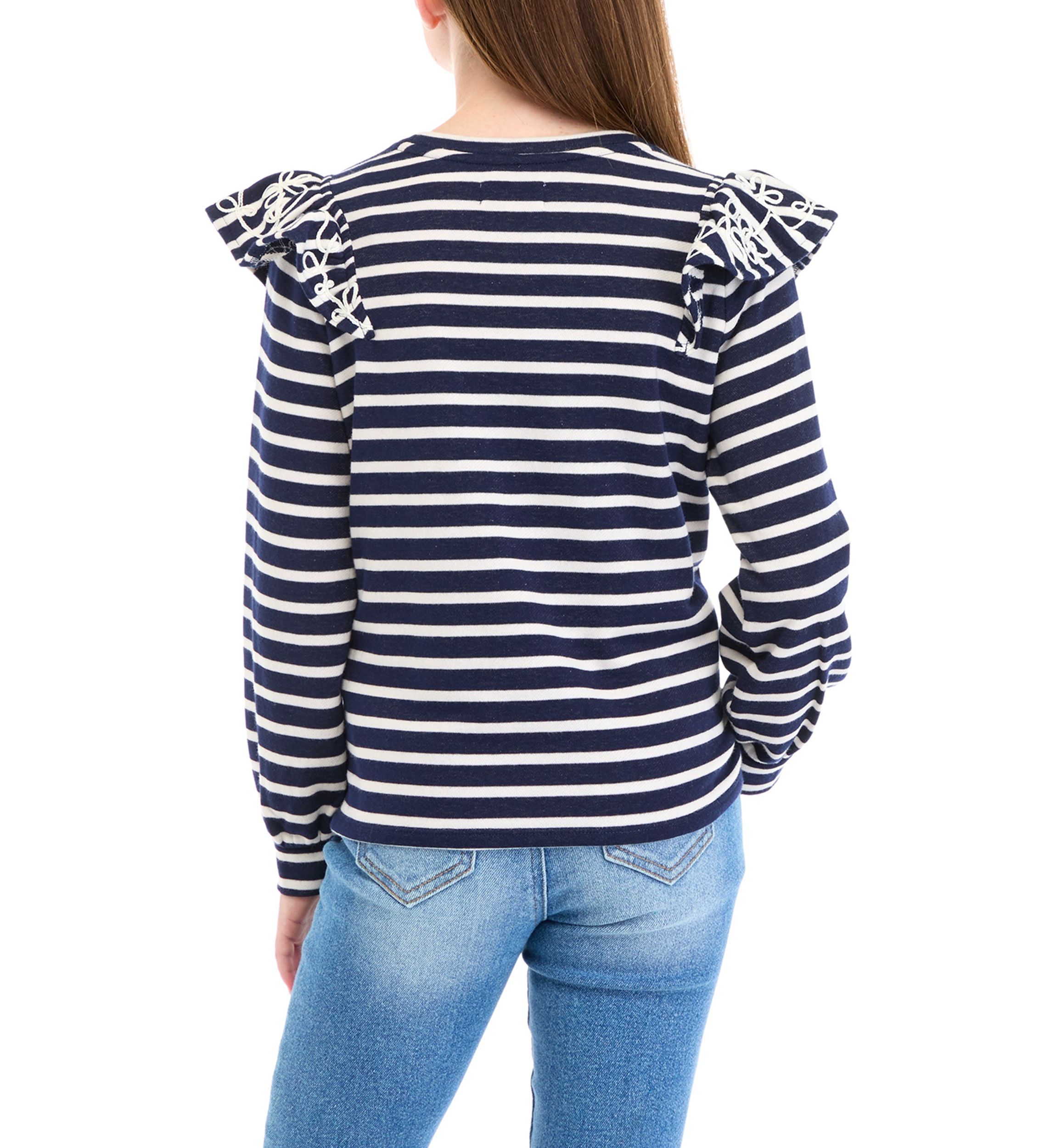 Girls 7-16 Ruffle Striped Sweatshirt