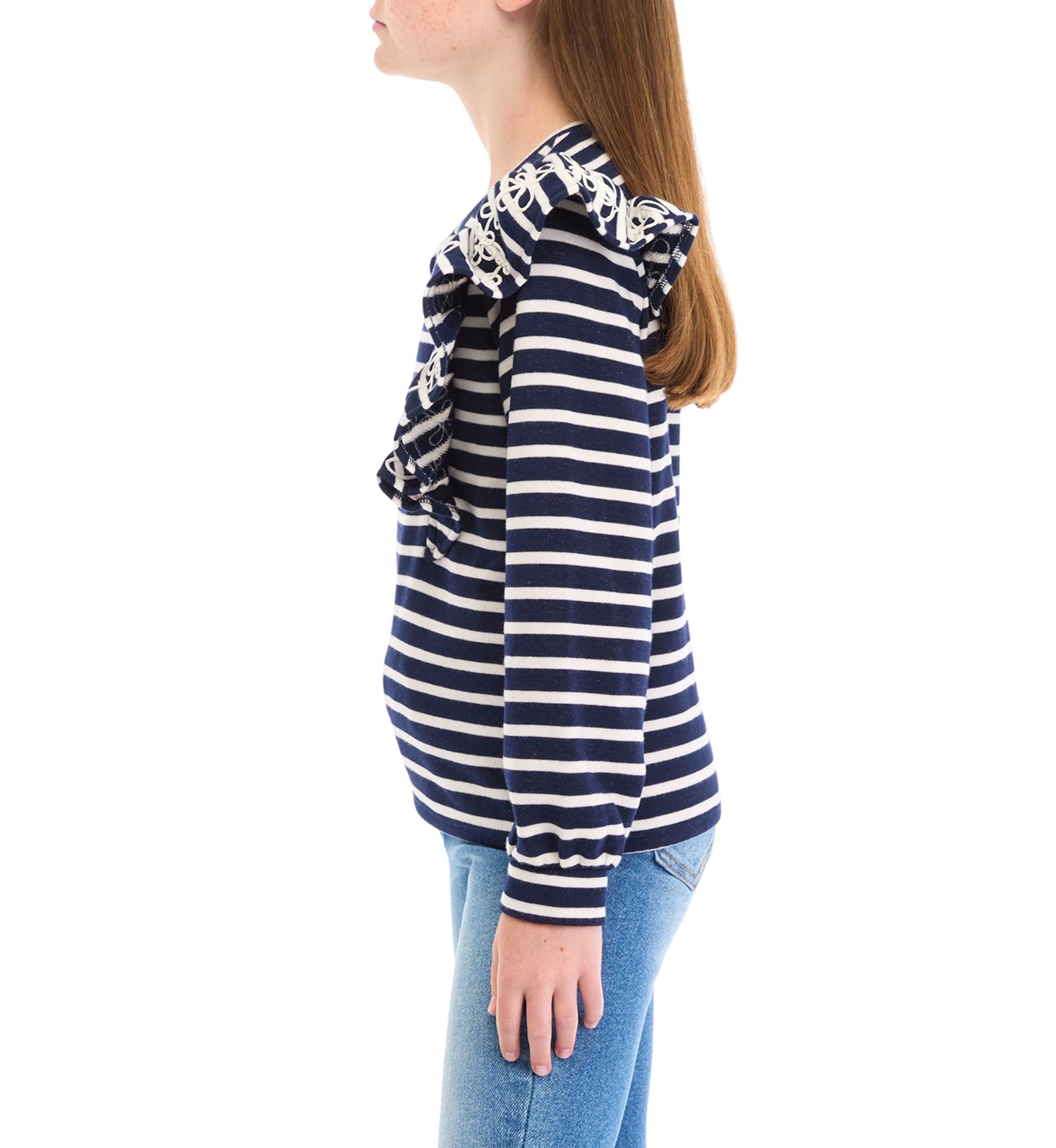 Girls 7-16 Ruffle Striped Sweatshirt