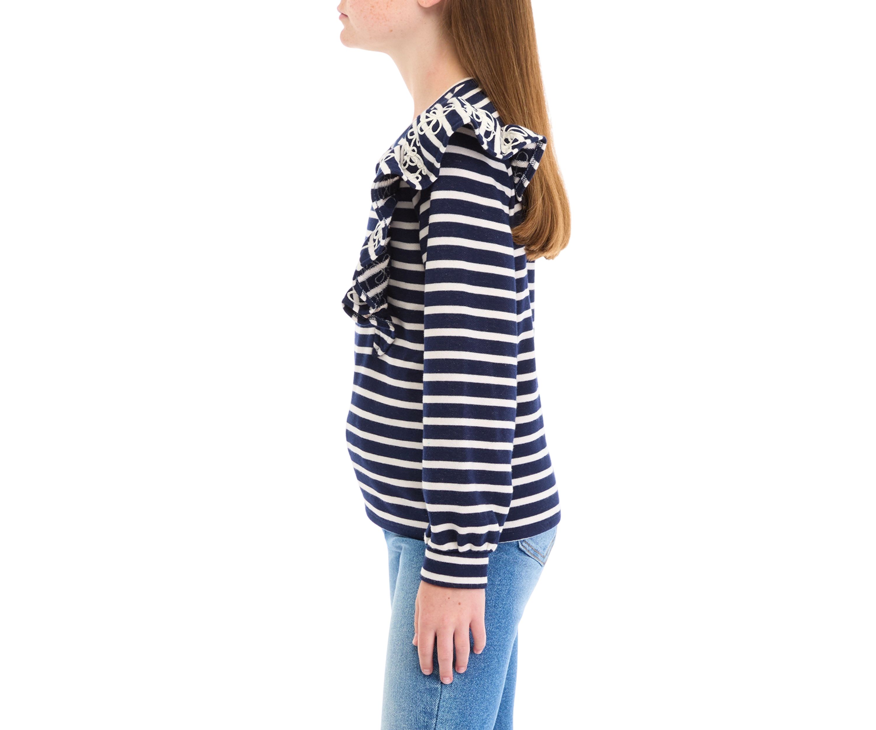Girls 7-16 Ruffle Striped Sweatshirt