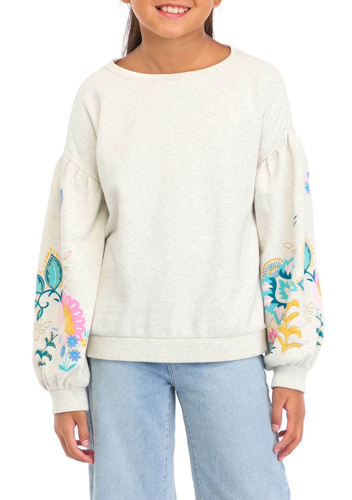 Girls 7-16 Long Puff Sleeve Sweatshirt