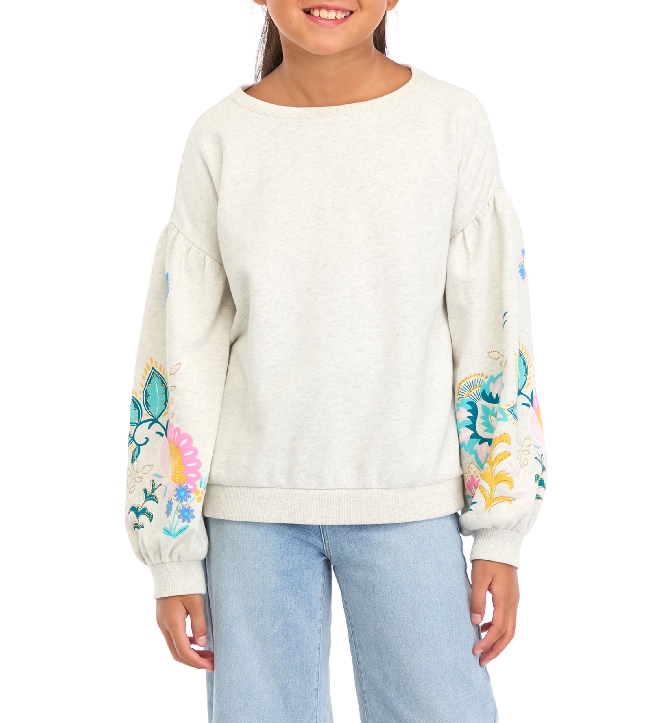 Girls 7-16 Long Puff Sleeve Sweatshirt
